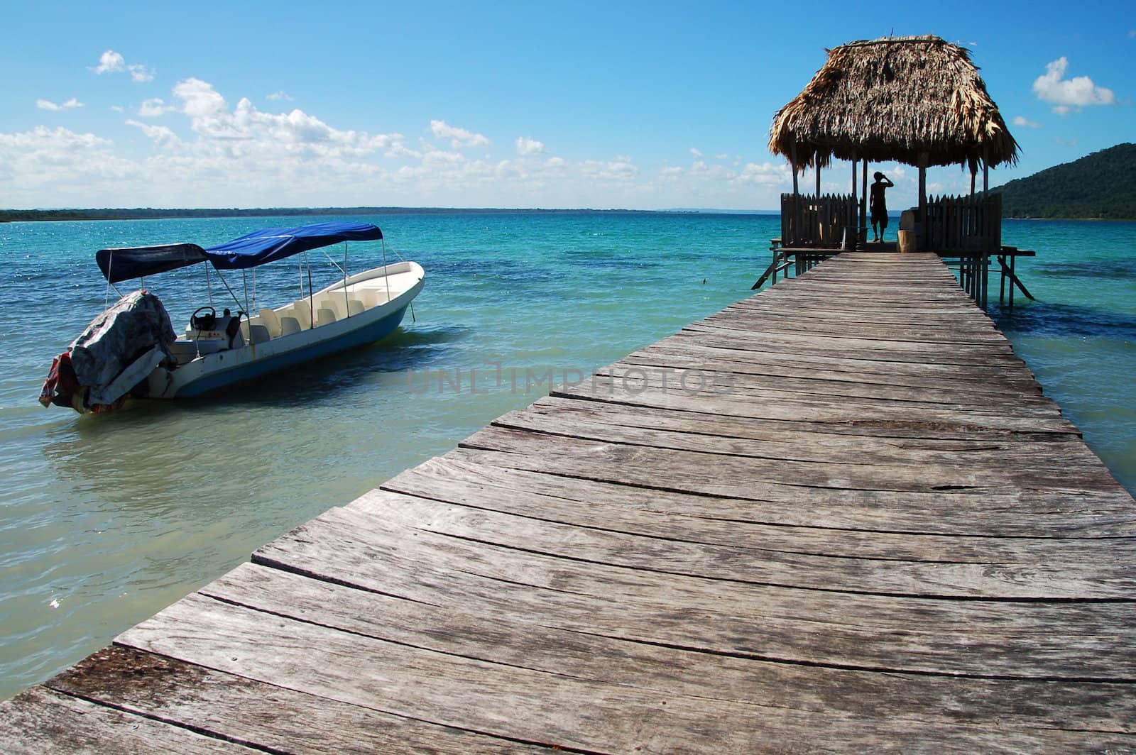 Pier an a Boat near a Lake  in Guatemala