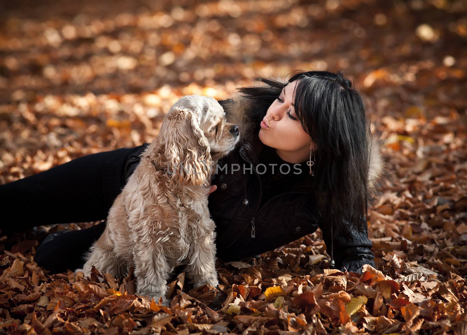 Girl and american cocker spaniel  by palinchak