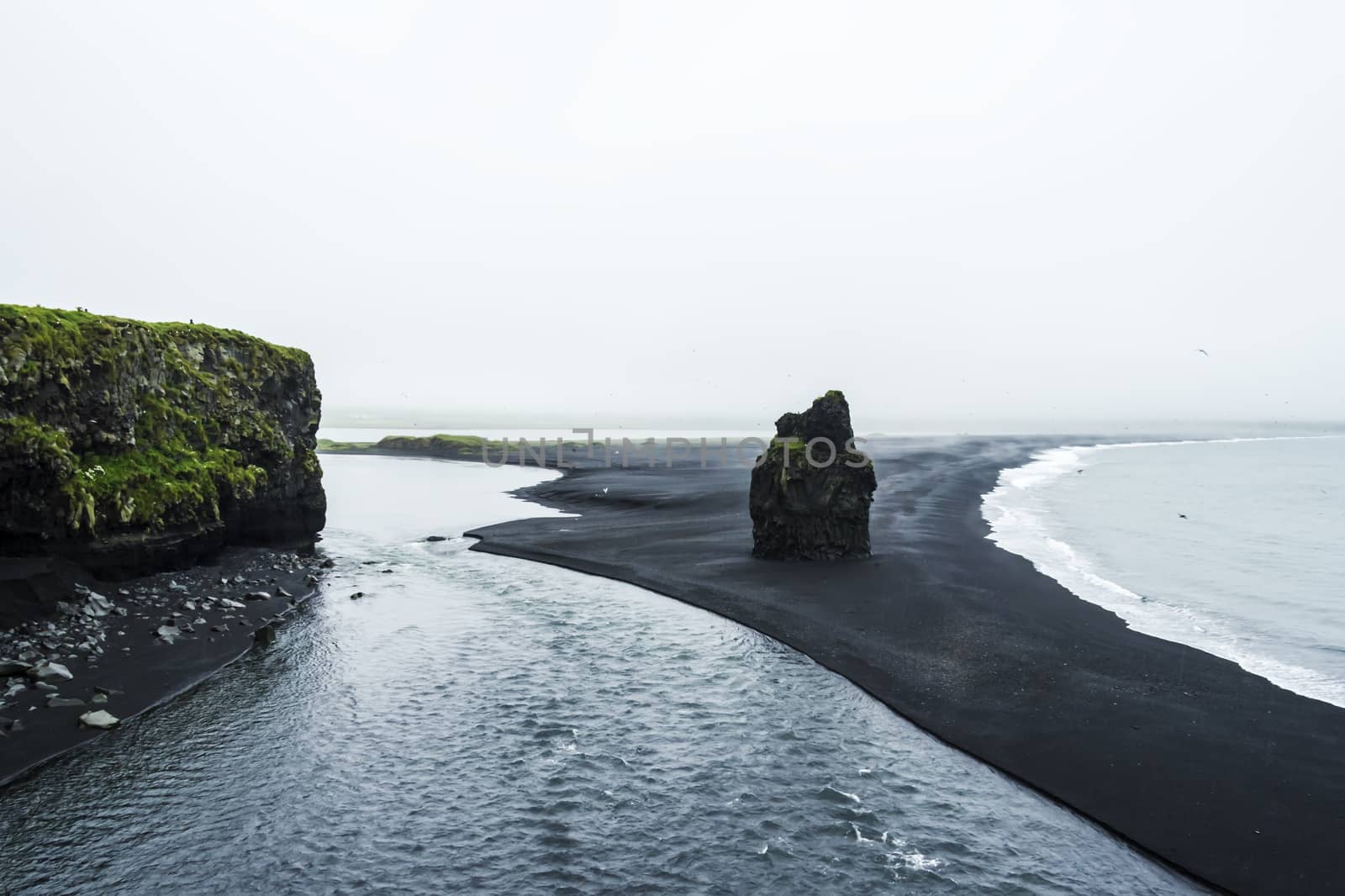 Black volcanic sand on the south coast of Iceland by Tetyana