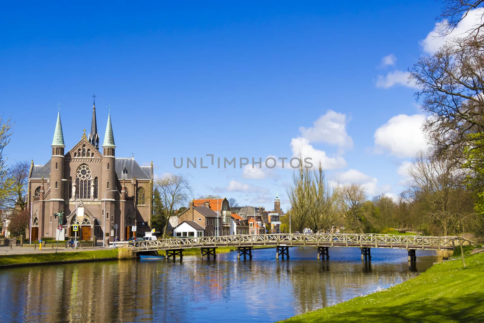 bridge to church, Alkmaar town, Holland, the Netherlands