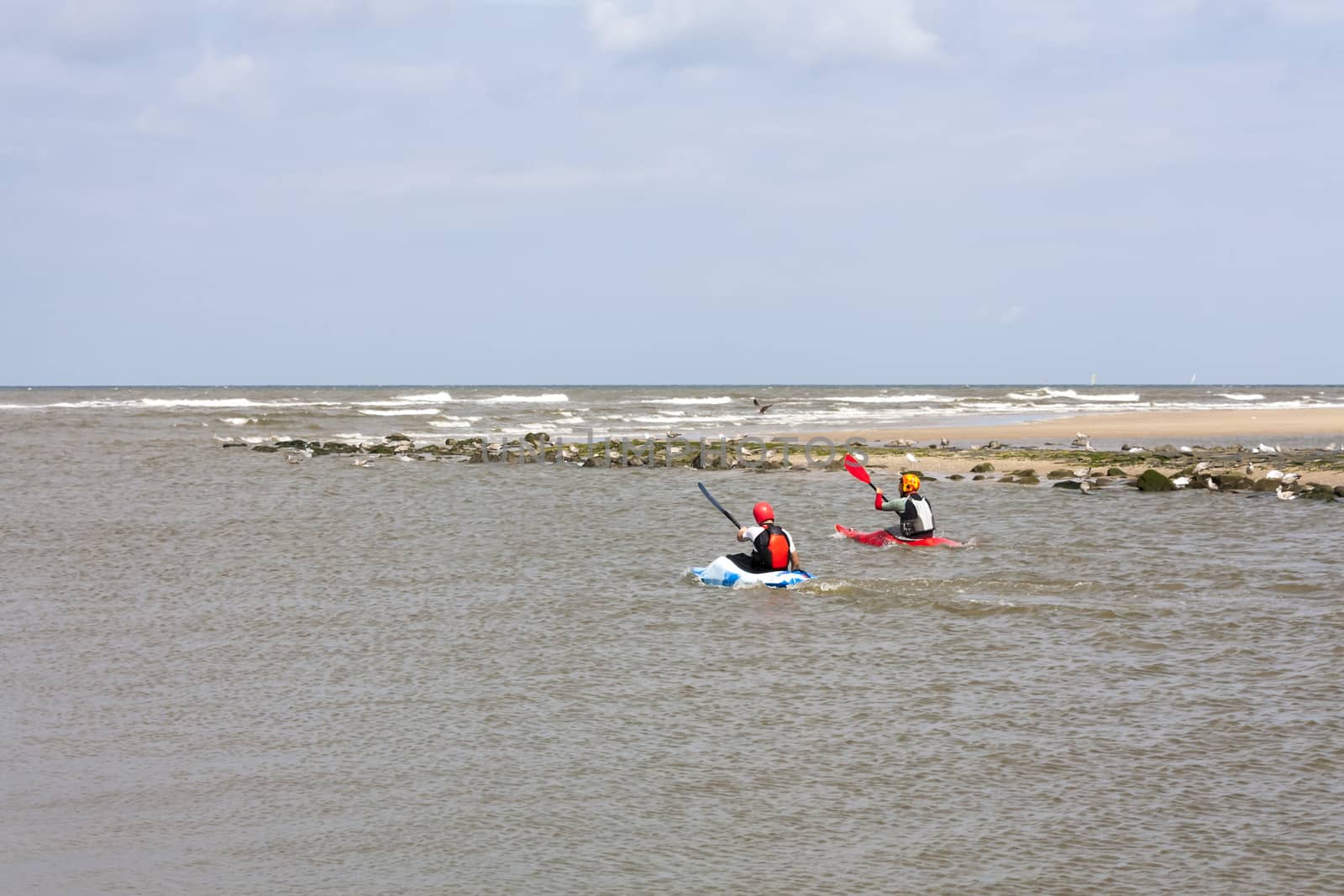 Two sea kayaks, North  Sea, the Netherlands
