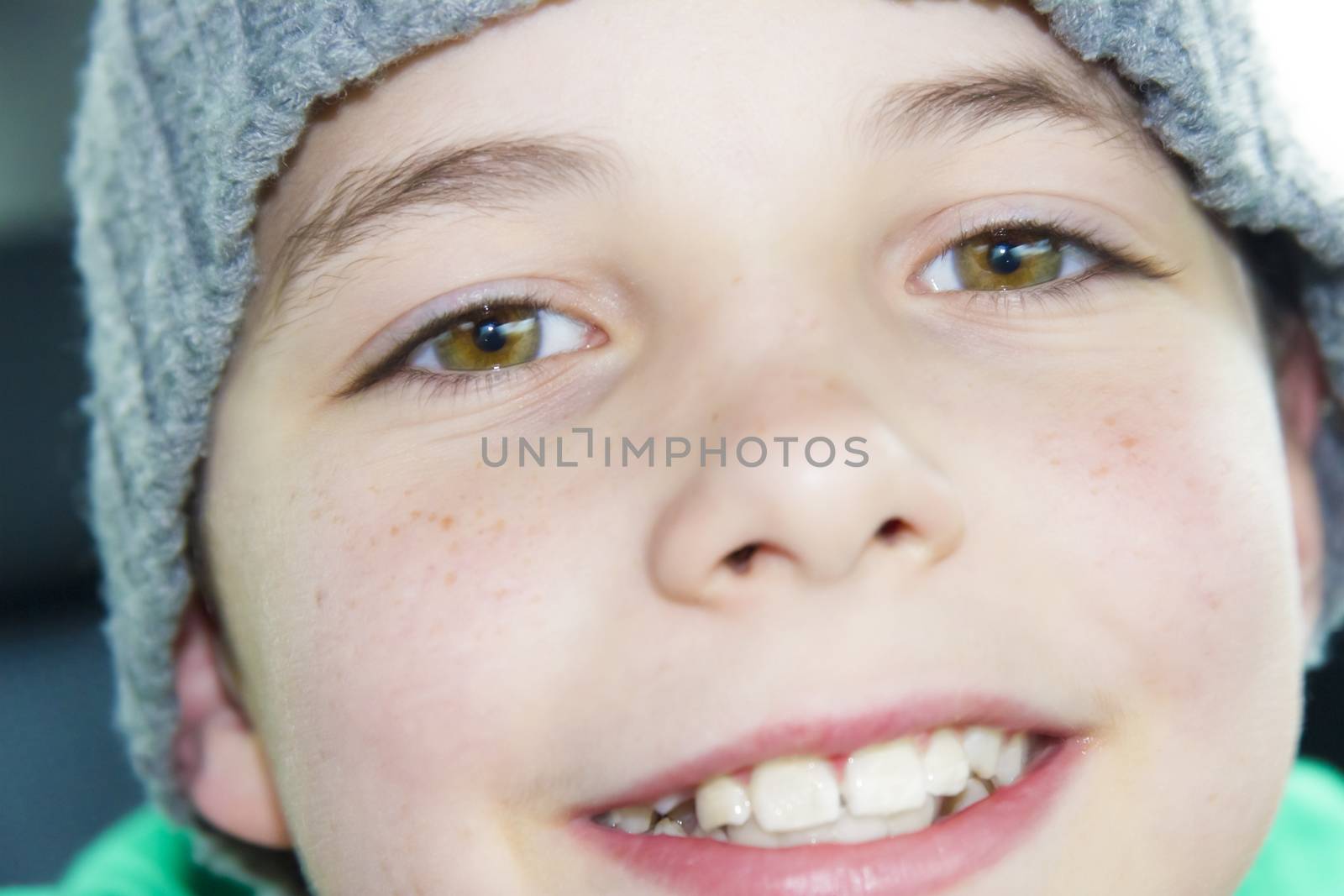 closeup of cute young eleven years boy