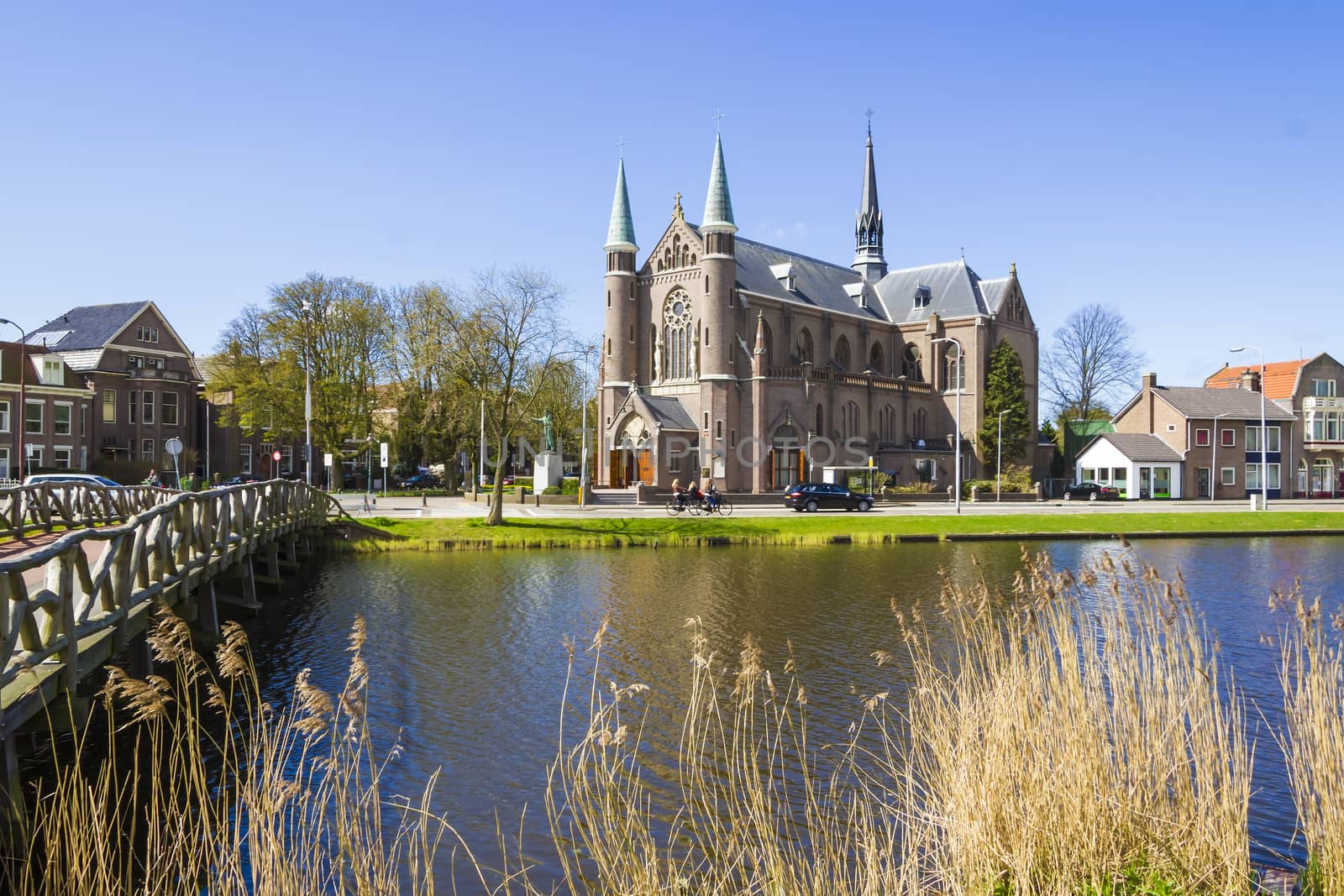 bridge to church, Alkmaar town, Holland, the Netherlands