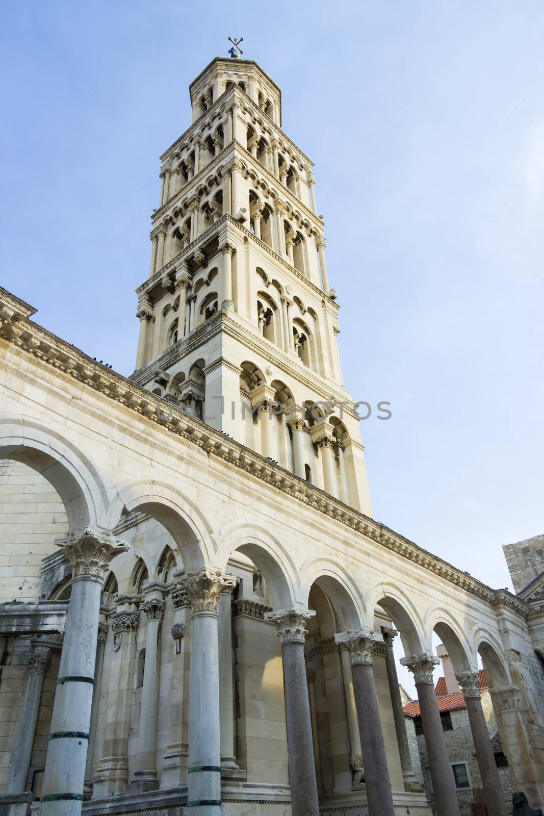 Diocletian palace ruins and cathedral bell tower, Split, Croatia.