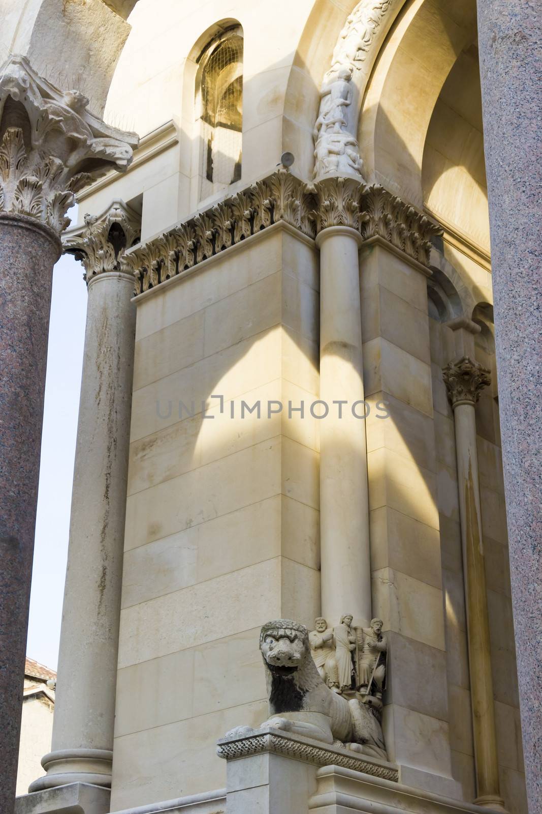 Diocletian palace ruins and cathedral bell tower, Split, Croatia.