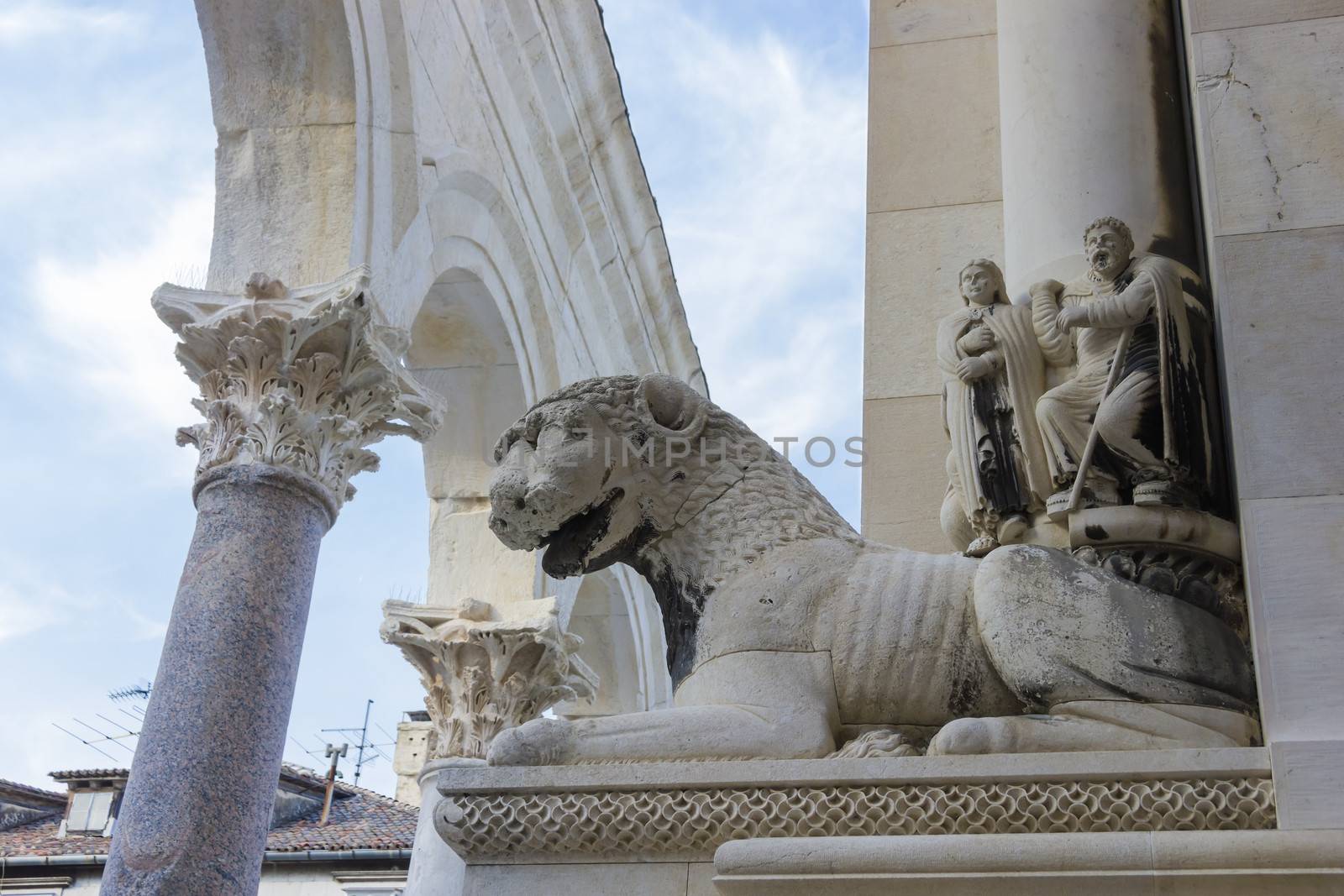 Diocletian palace ruins and cathedral bell tower, Split, Croatia.