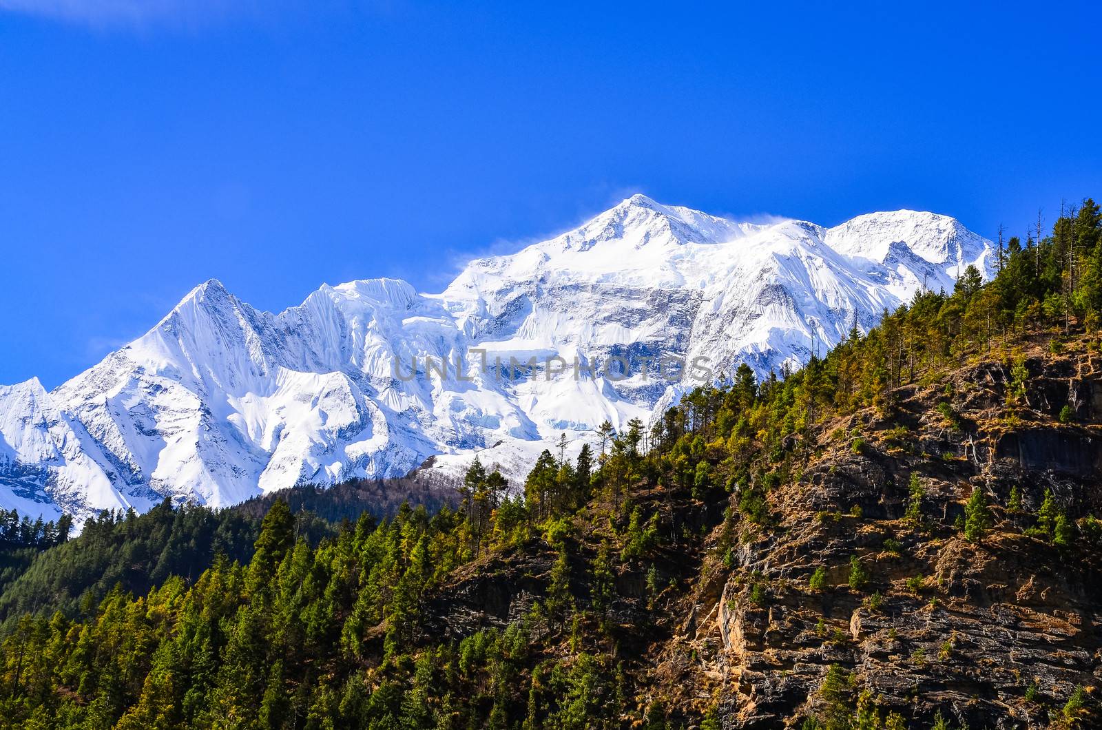 Himalayas mountain peak view Annapurna II by martinm303