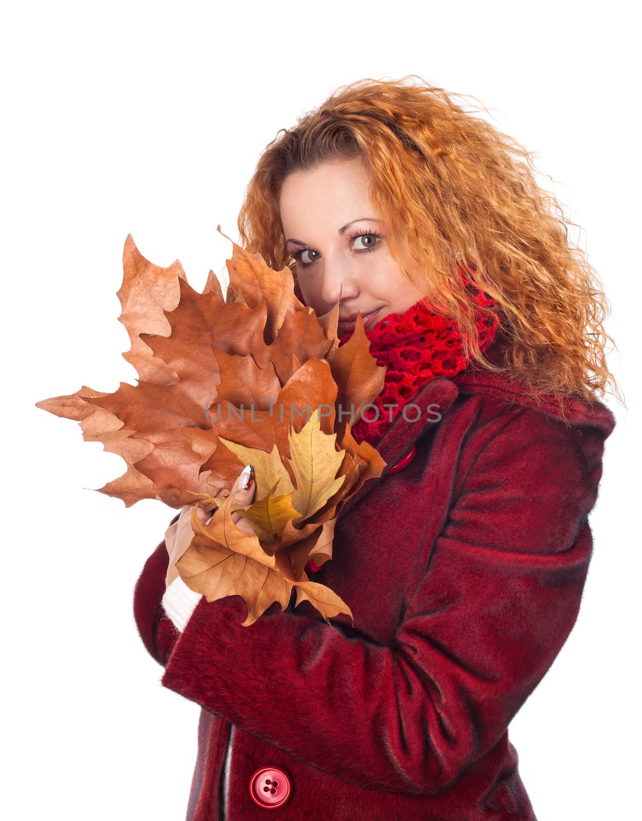 girl with yellow autumn leaves by palinchak