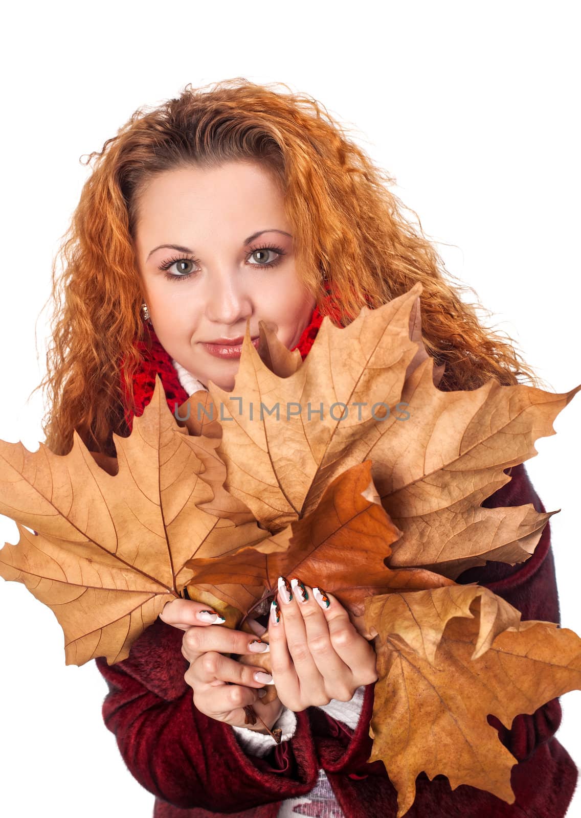 girl with yellow autumn leaves by palinchak