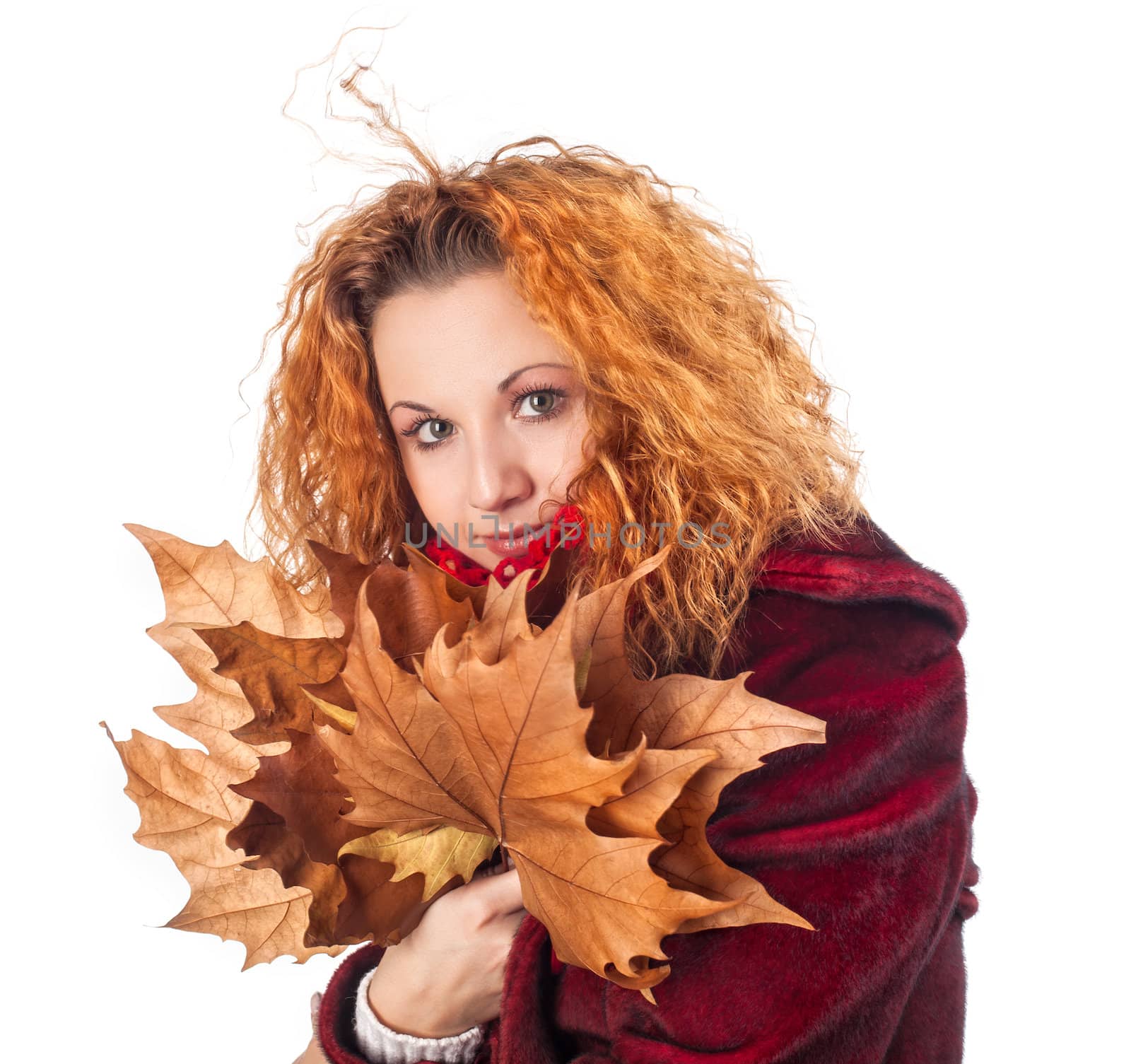 girl with yellow autumn leaves by palinchak