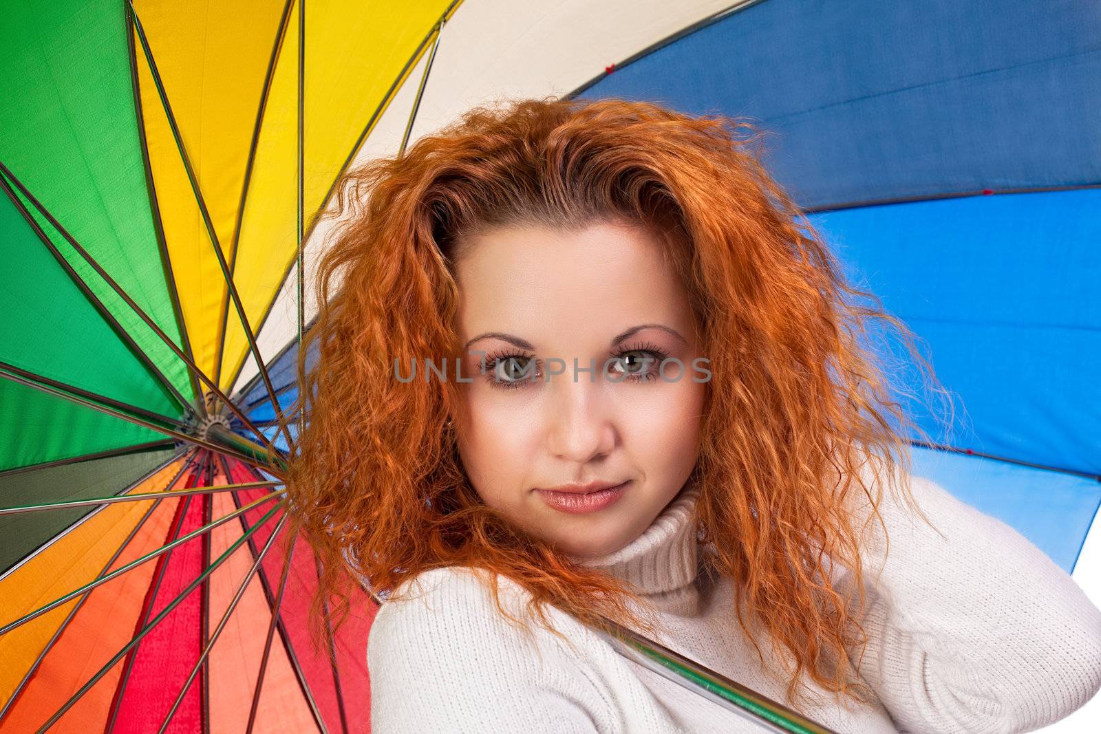  red-haired woman with  umbrella by palinchak