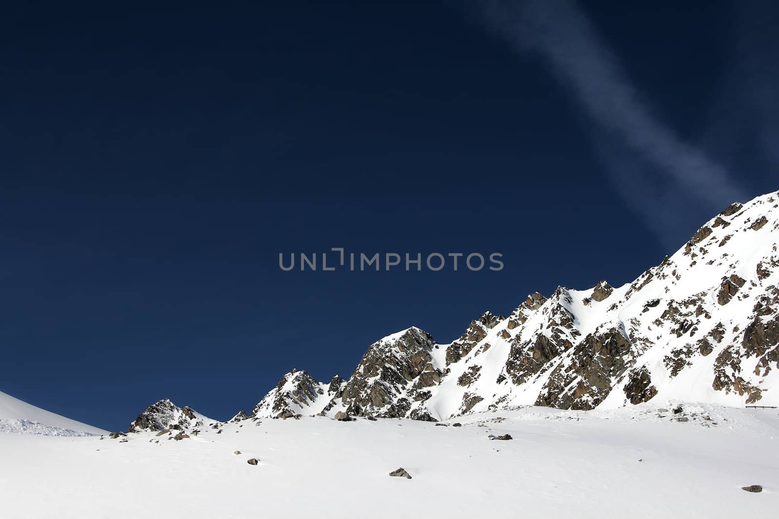 Winter landscape with top of alps, Solden, Austria