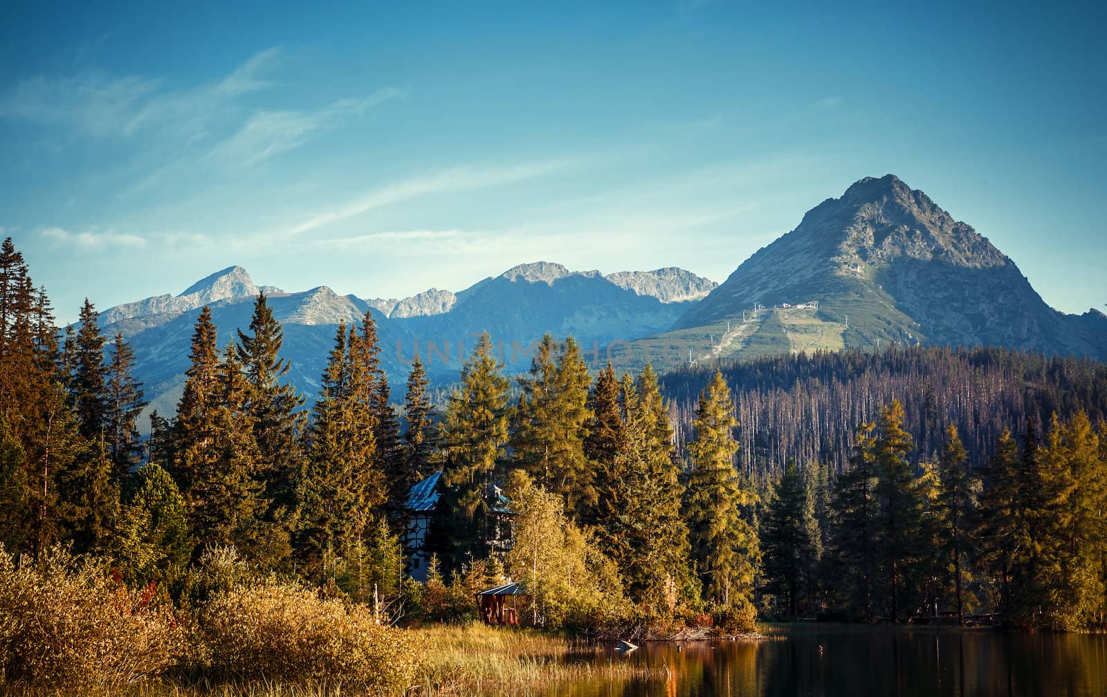 Mountain lake in National Park High Tatra. Strbske pleso, Slovakia, Europe