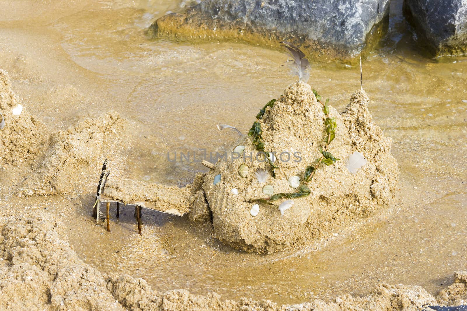 Sand Castle on the Beach, Netherlands by Tetyana