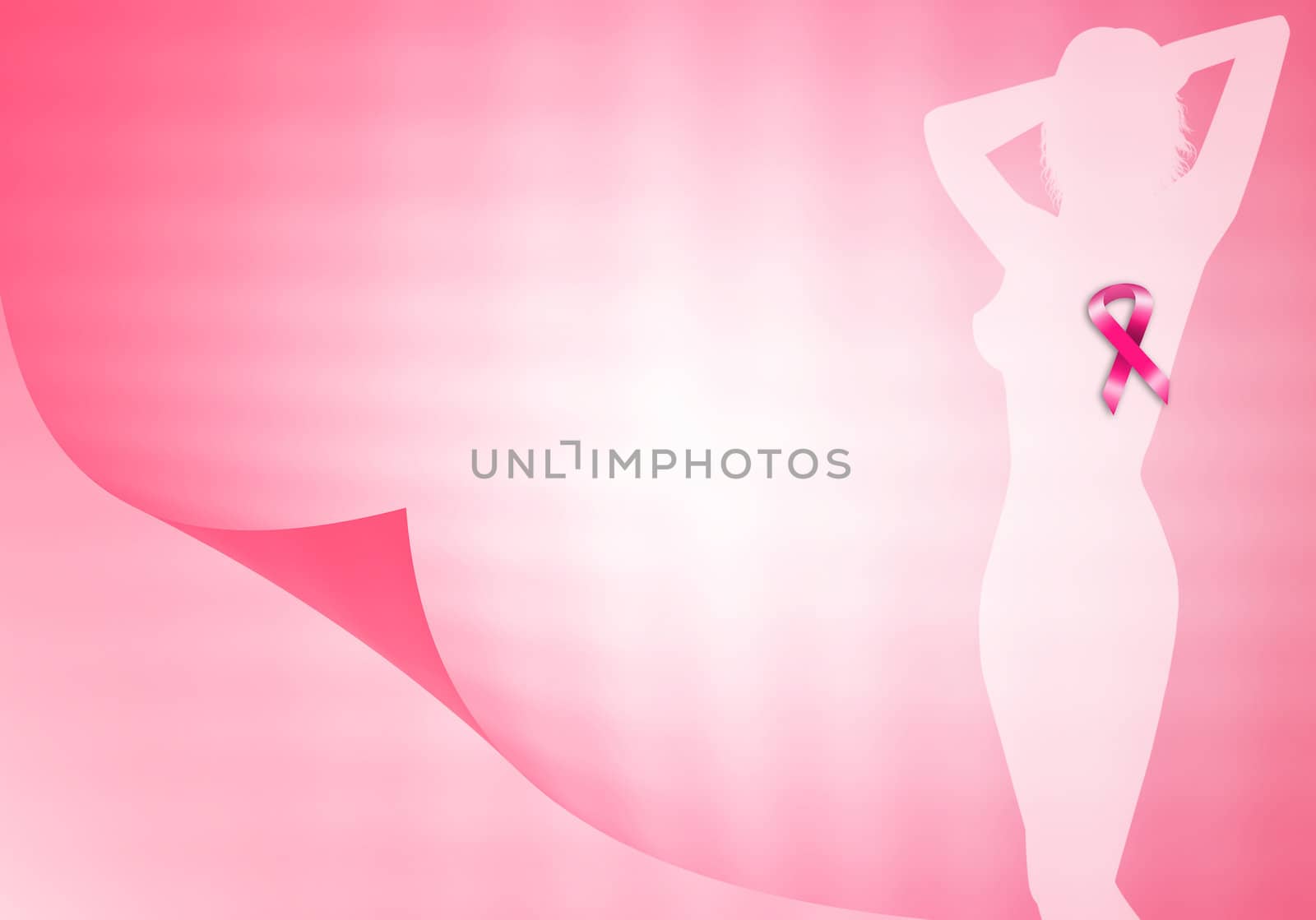 illustration of Breast cancer prevention background with pink ribbon