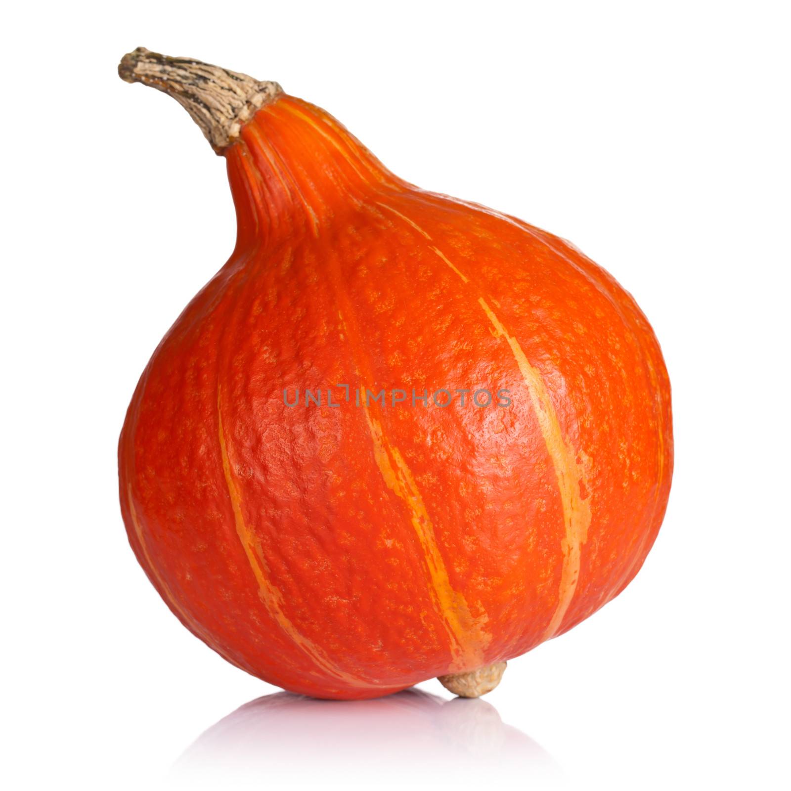 Hokkaido pumpkin on white background. Fresh and ripe