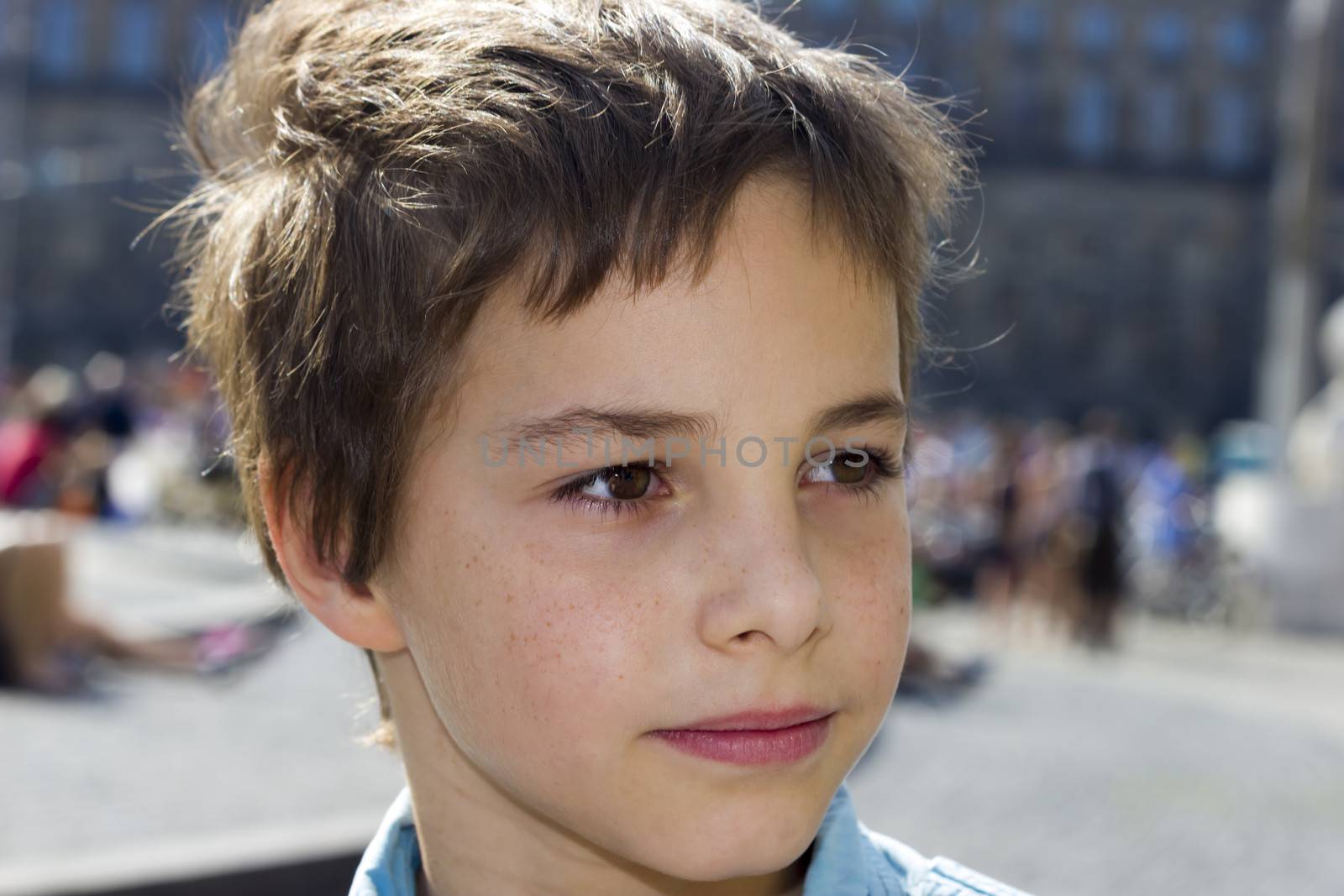 Closeup Portrait of Pre-Teen Boy Smiling