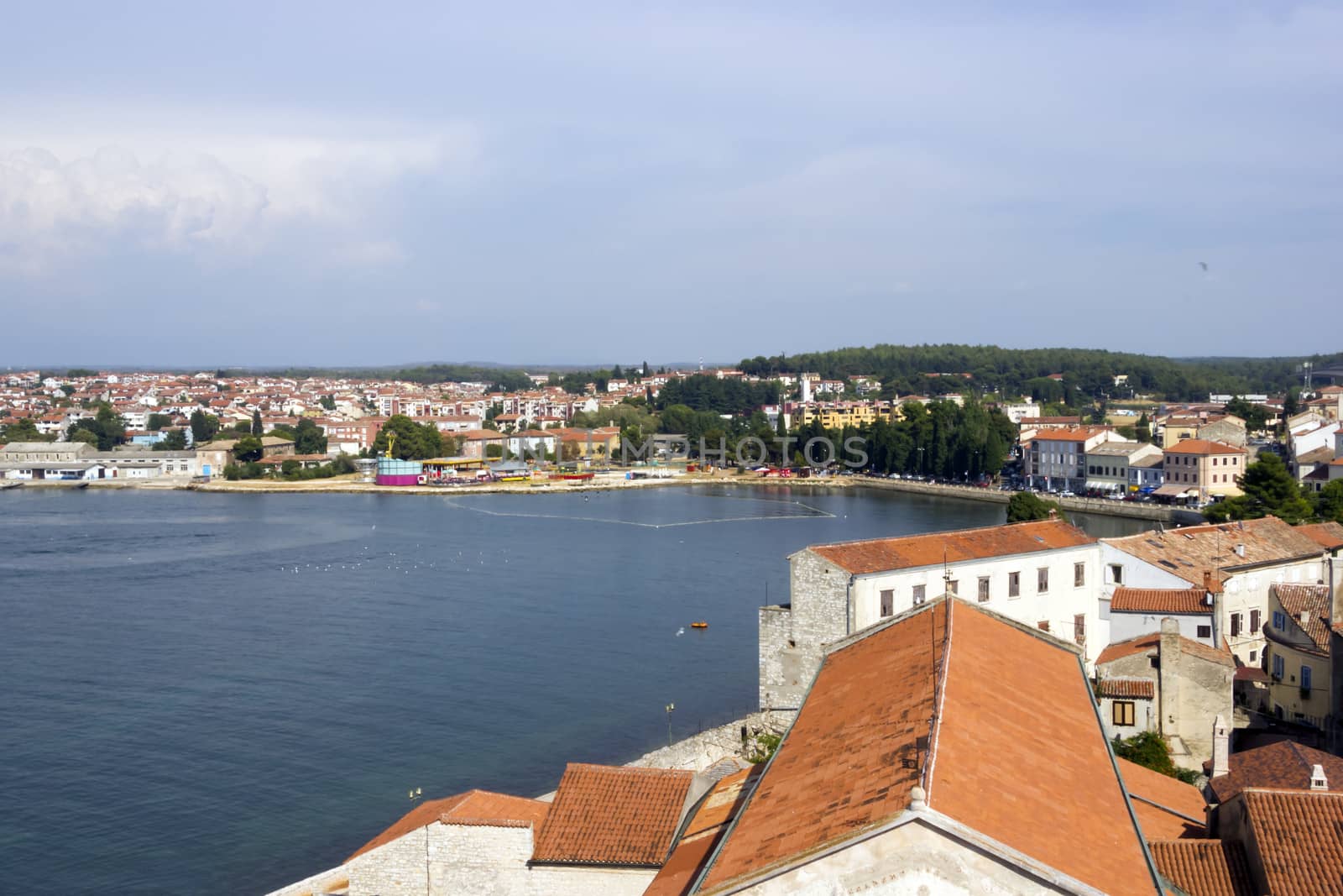 Panoramic view of down town Porec from the basilica tower, Istra by Tetyana