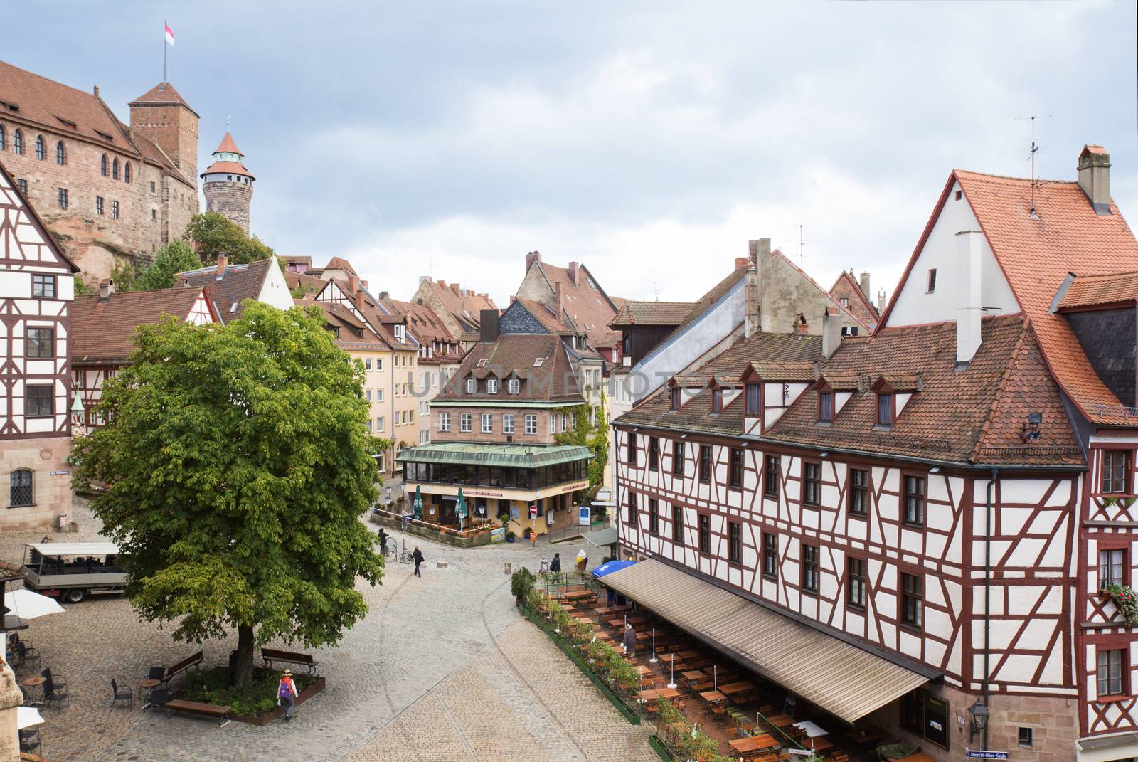 View of Kaiserburg castle and Nuremberg old town in Franconia, Bavaria, Germany.