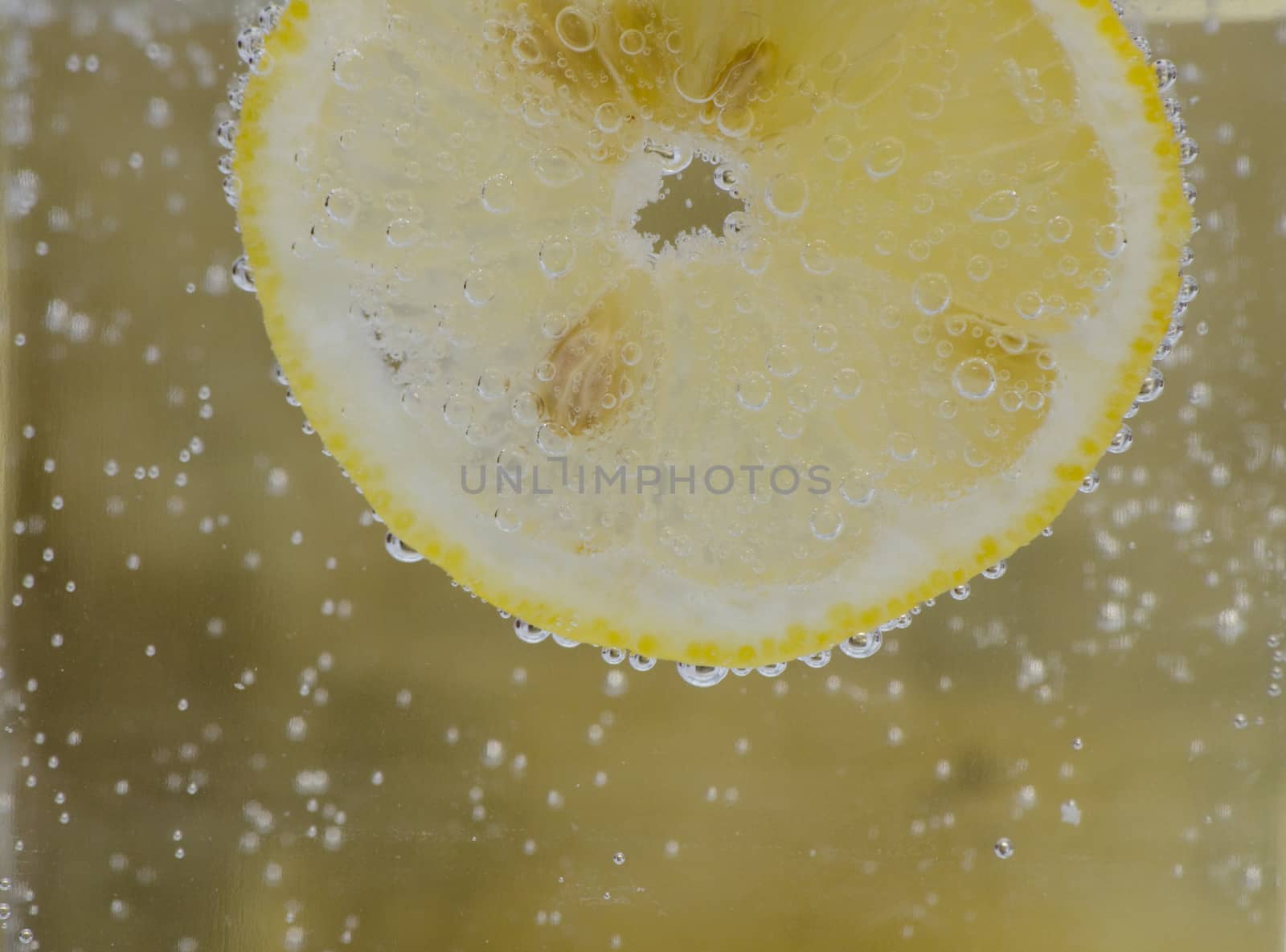 piece of lemon in the water