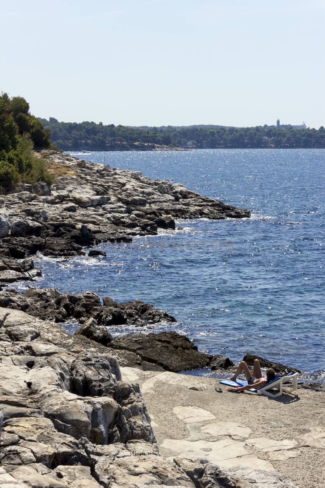 Istria peninsula beach - Adriatic Sea. Croatia - beautiful Mediterranean coast landscape in Porec by Tetyana