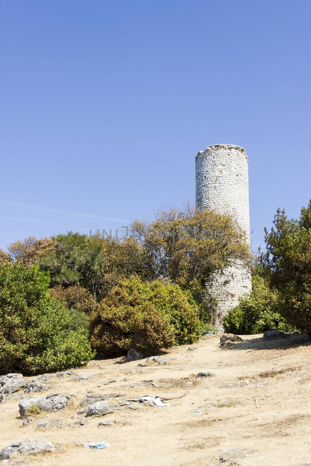 round tower on the island of St. Nicholas (Sveti Nikola), Croati by Tetyana