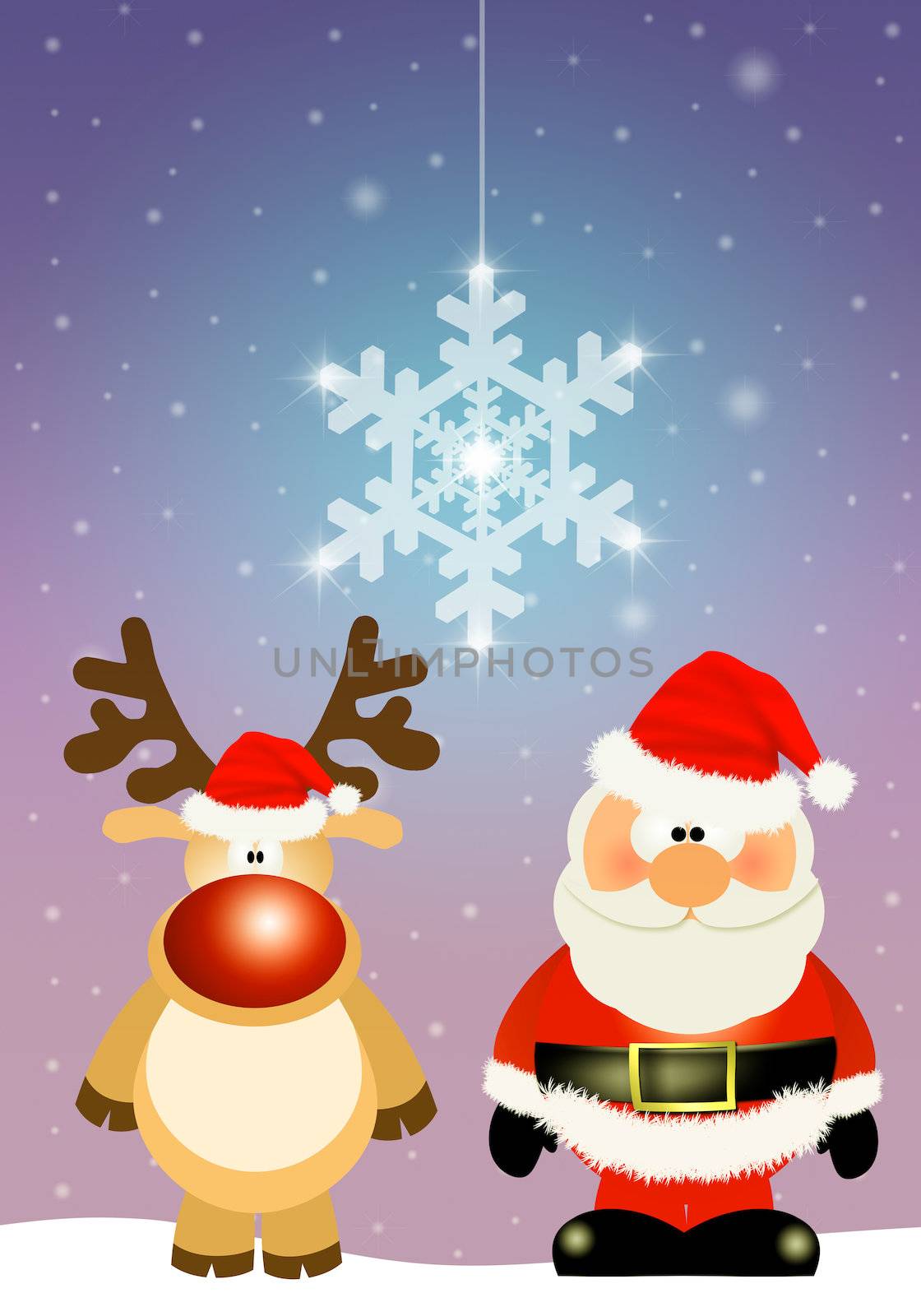 Santa Claus with reindeer for Christmas