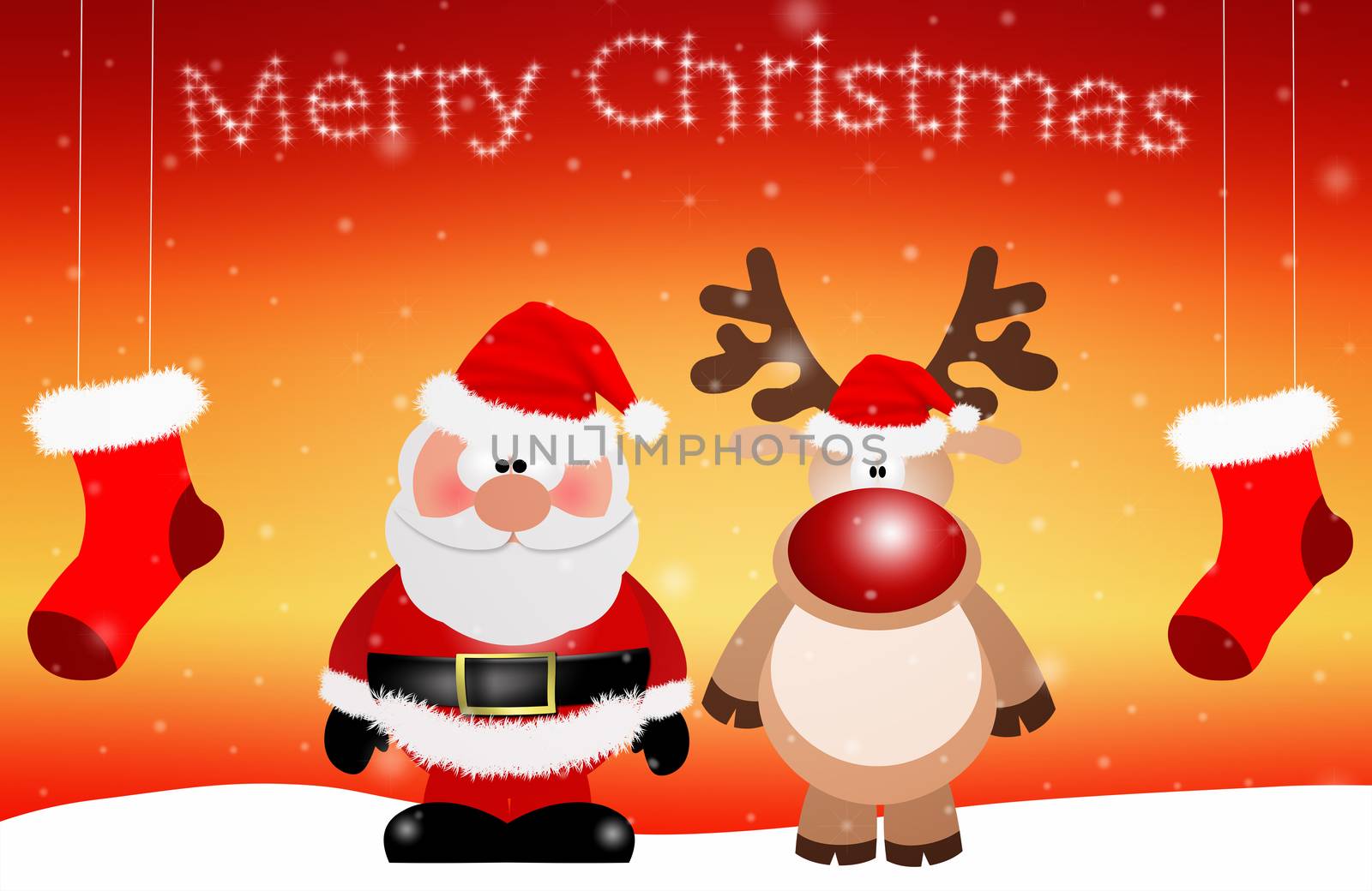 Santa Claus with reindeer  for Merry Christmas