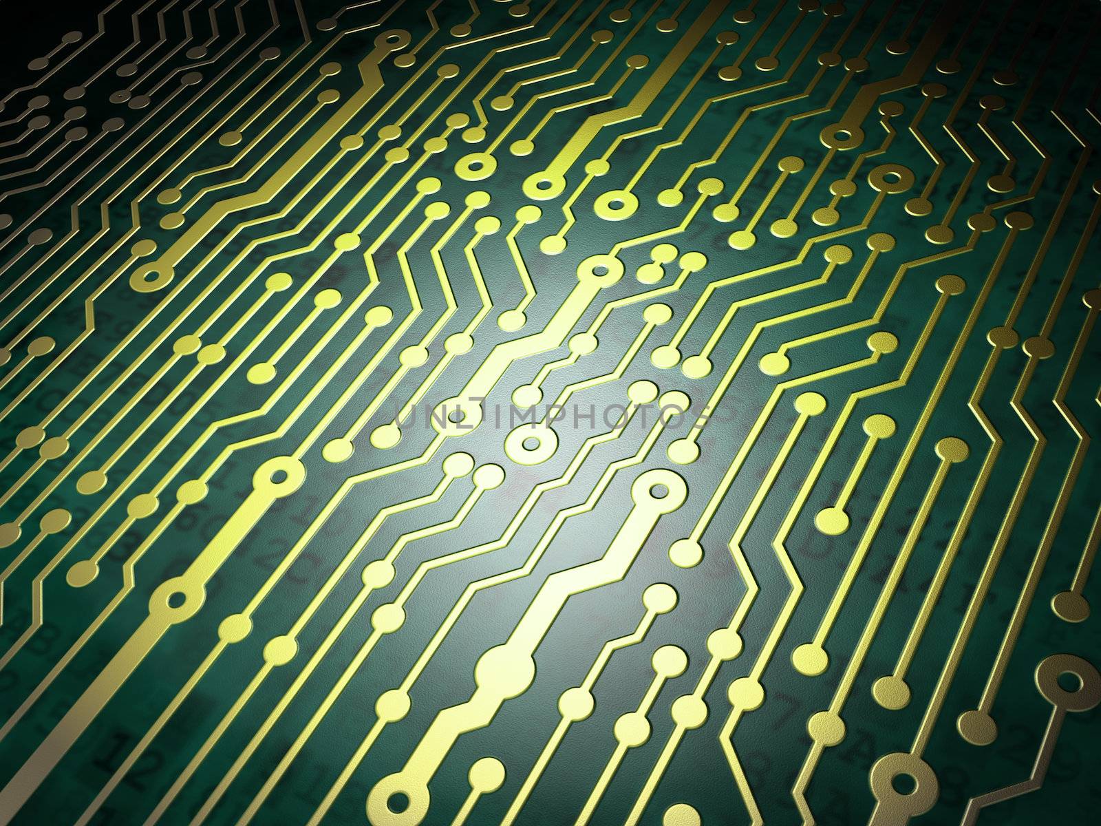 Technology concept: circuit board background, 3D render