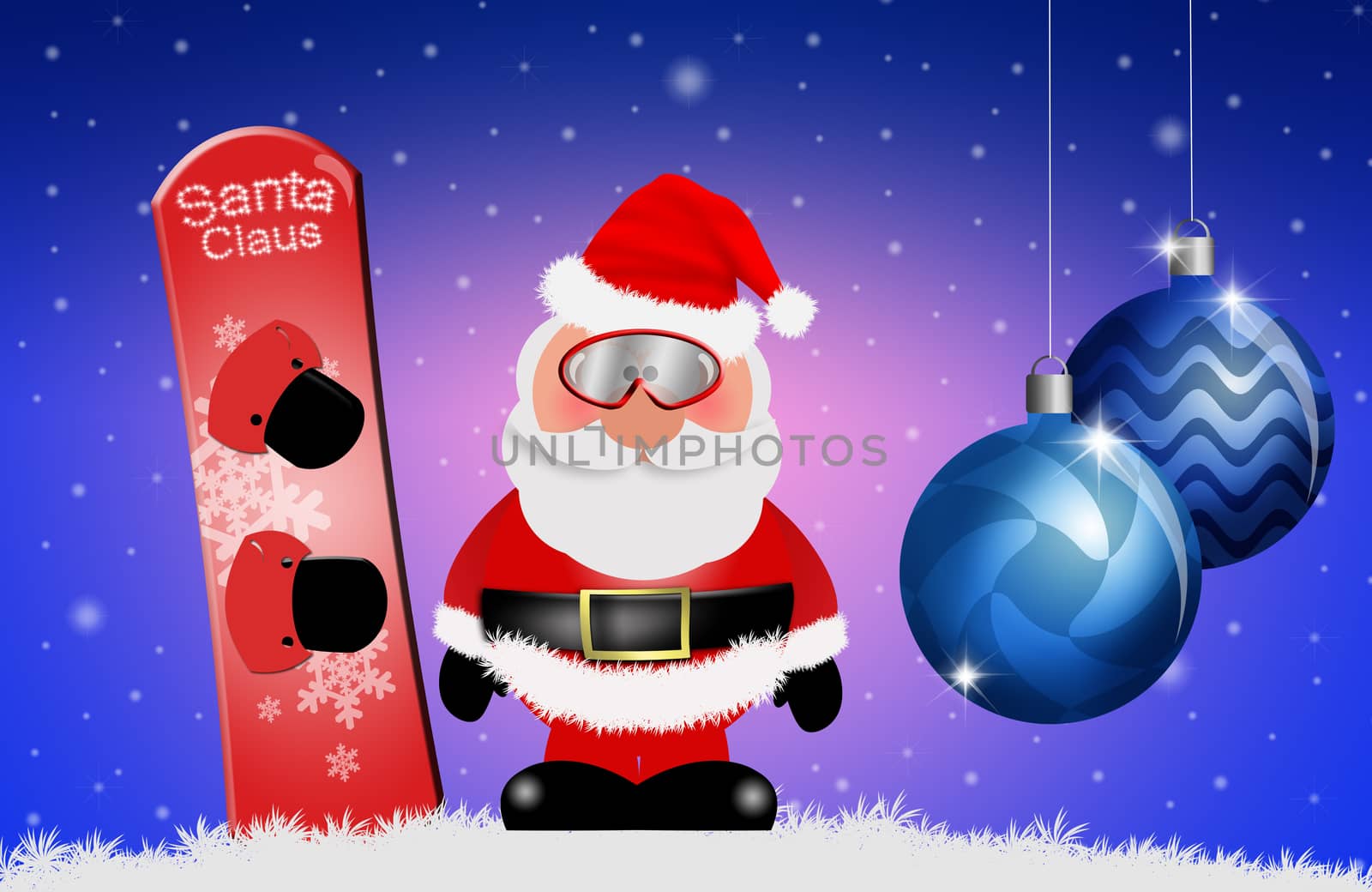 Santa Claus with snowboard by sognolucido