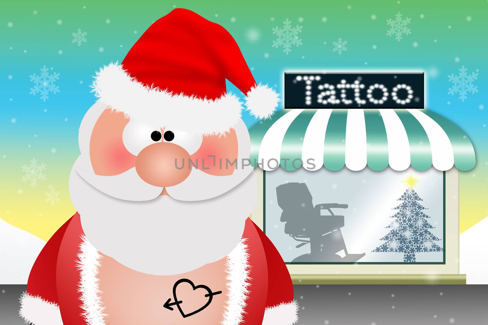 Santa Claus with tattoo for Christmas by sognolucido