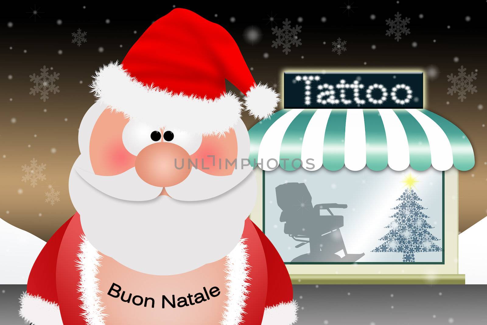 Santa Claus with tattoo for Christmas by sognolucido