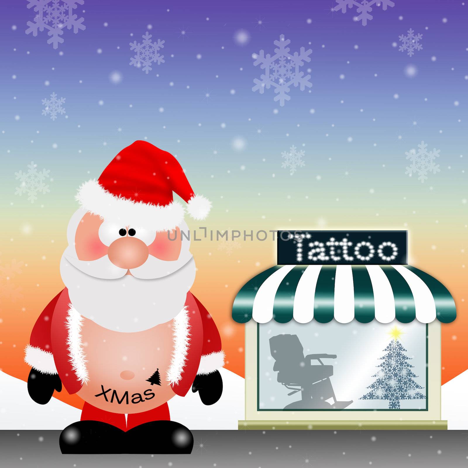 Santa Claus with tattoo for Christmas by sognolucido