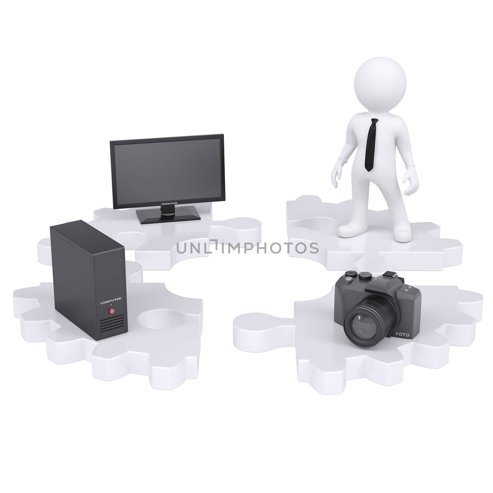 3d man and electronic devices by cherezoff