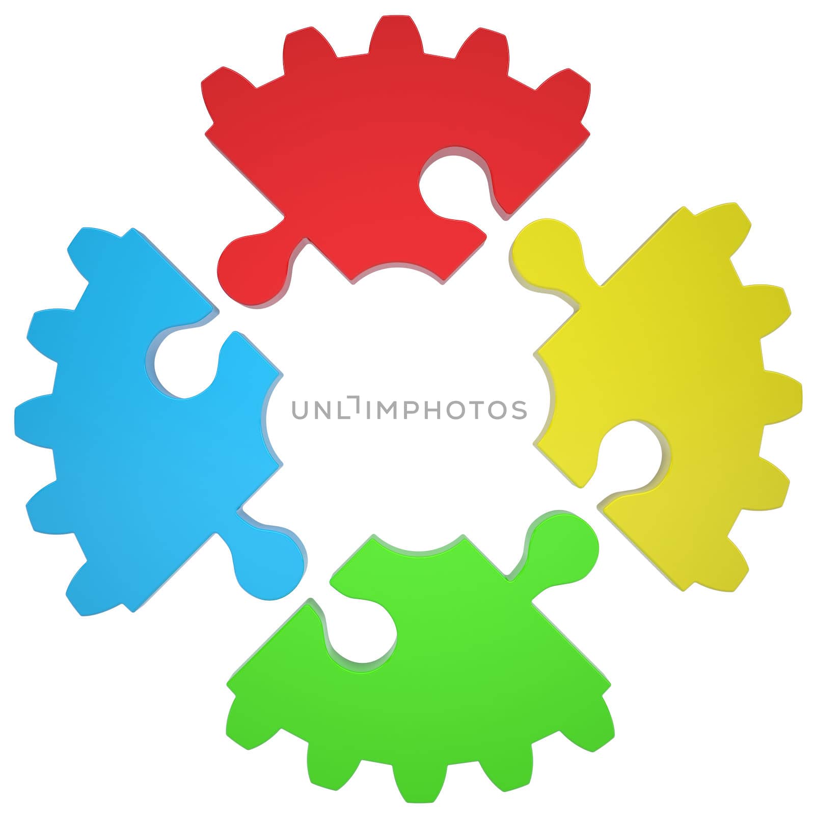 Gear consisting of puzzles. Isolated render on a white background