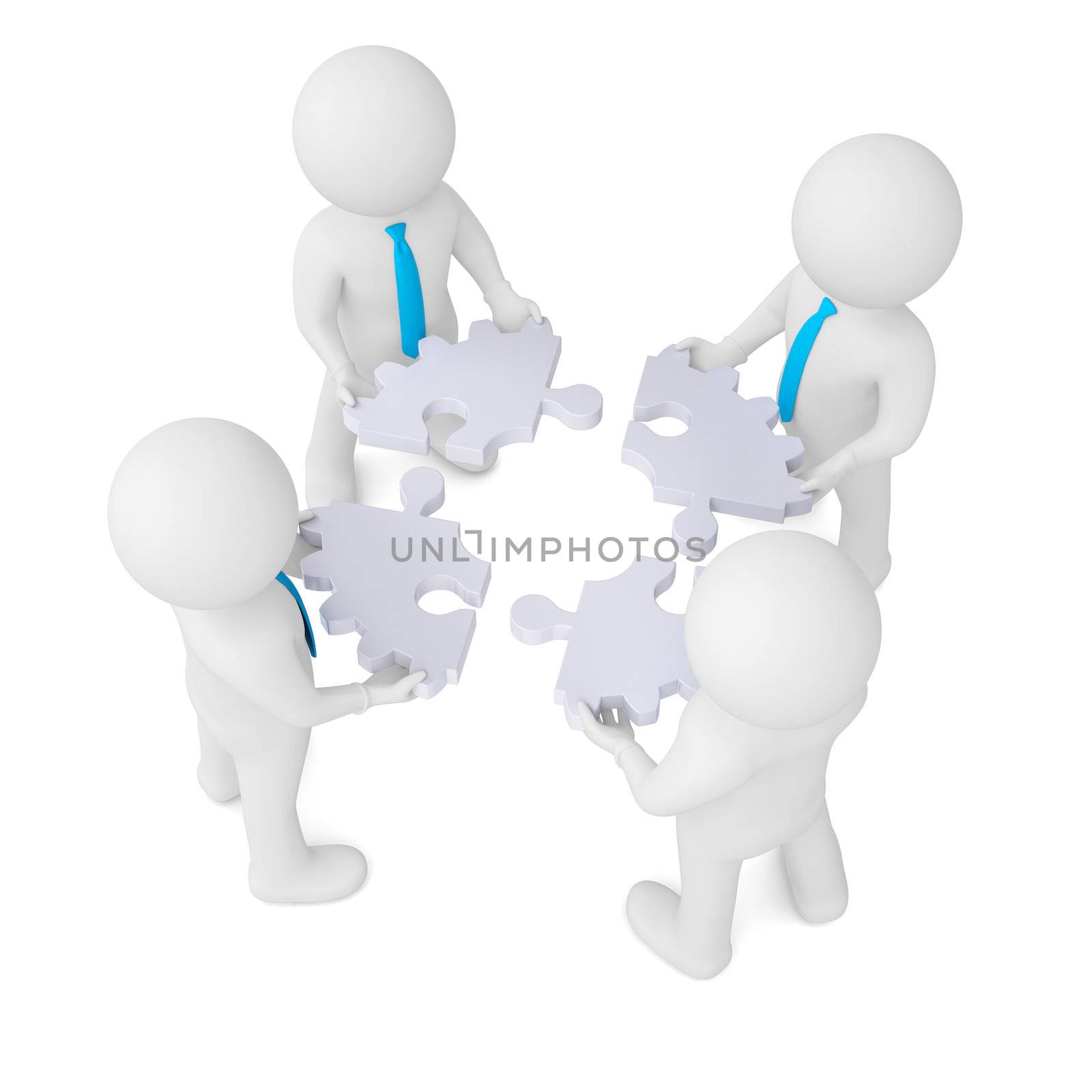 Four man holding gear consisting of puzzles by cherezoff