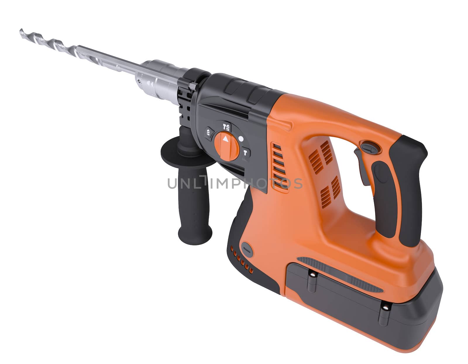 Rotary hammer. Isolated render on a white background