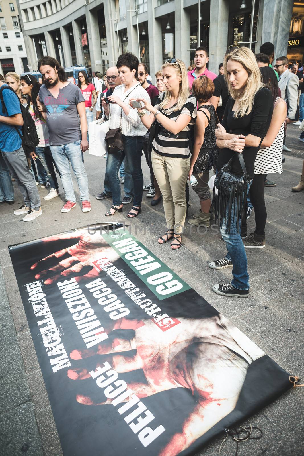 MILAN, ITALY - SEPTEMBER 26: 269 Life  manifestation on September 26, 2013. Animal right association '269 Life' protest against vivisection, animals right, meat nutrition and production