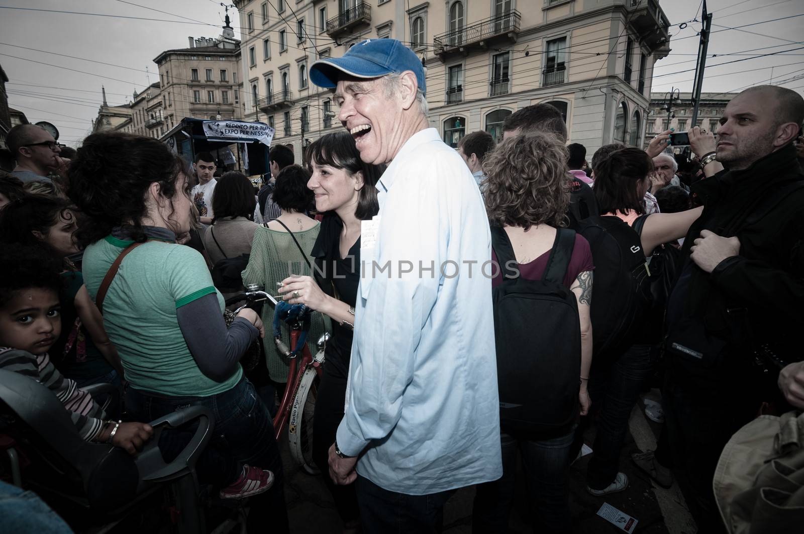 MILAN, ITALY - MAY 1: labor day held in Milan on May 1, 2013. Every year thousands of people taking to the streets to celebrate labor day and to protest against italian austerity