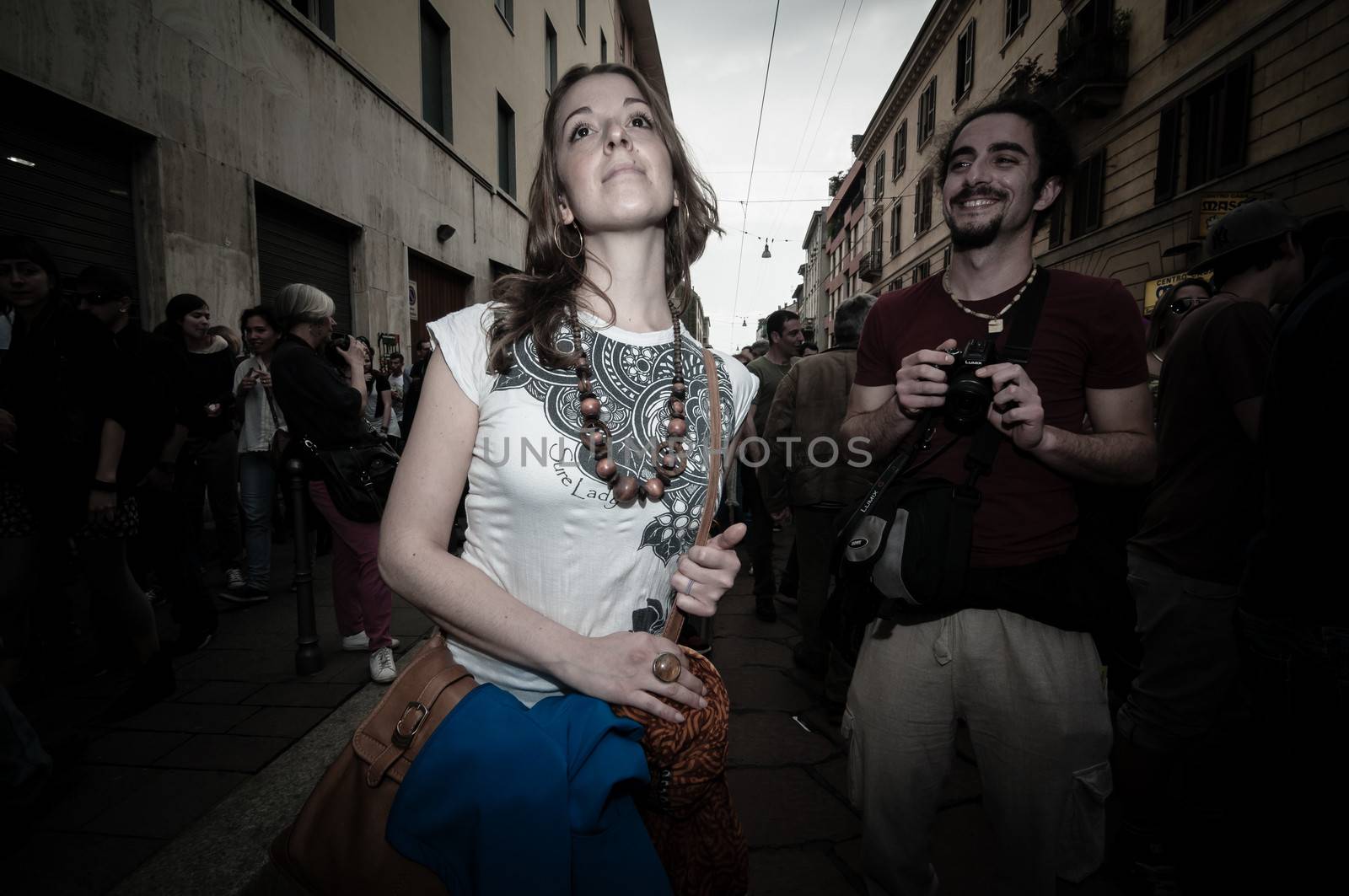 MILAN, ITALY - MAY 1: labor day held in Milan on May 1, 2013. Every year thousands of people taking to the streets to celebrate labor day and to protest against italian austerity