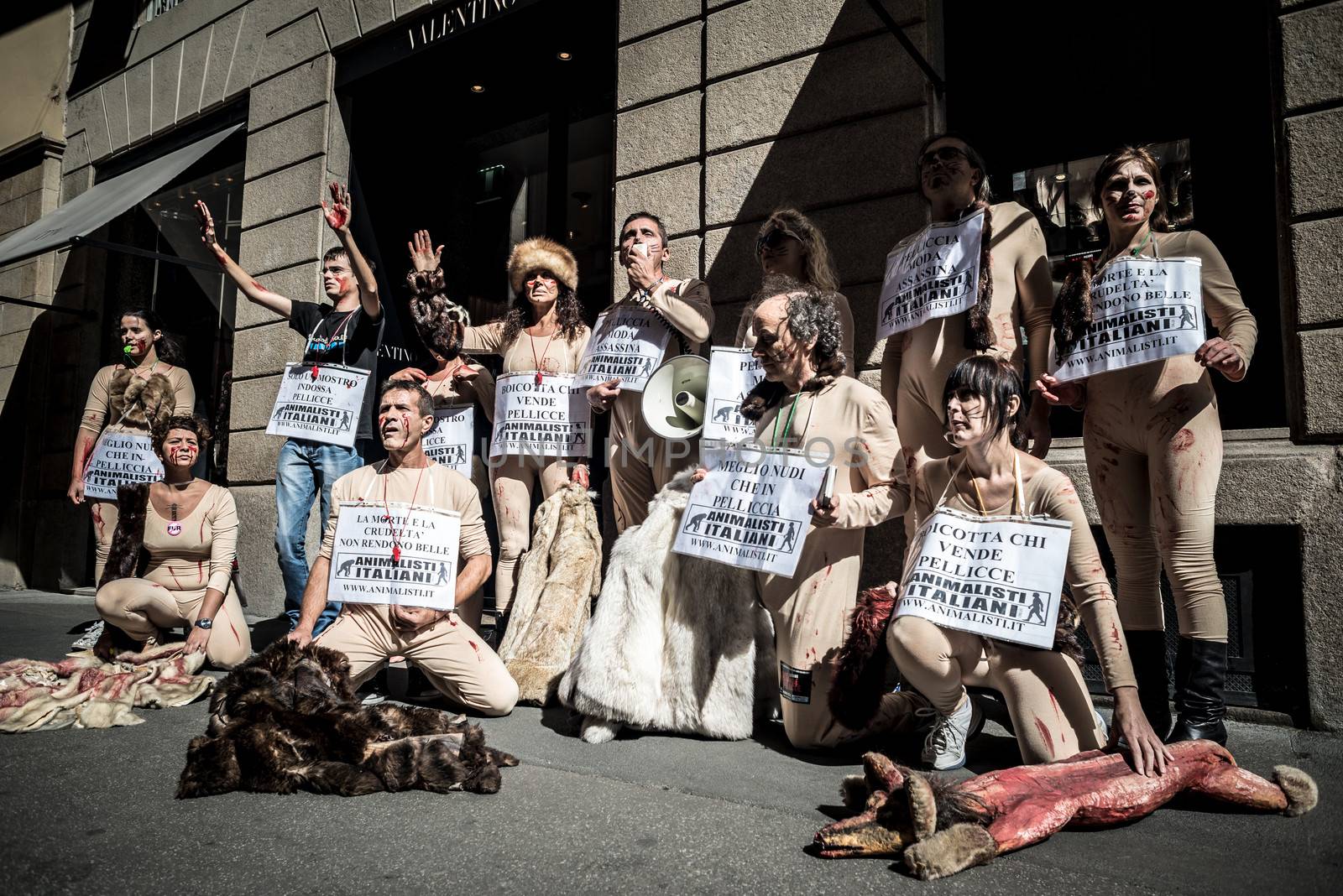 Animalisti Italiani protest against Milan Fashion Week on Septem by peus