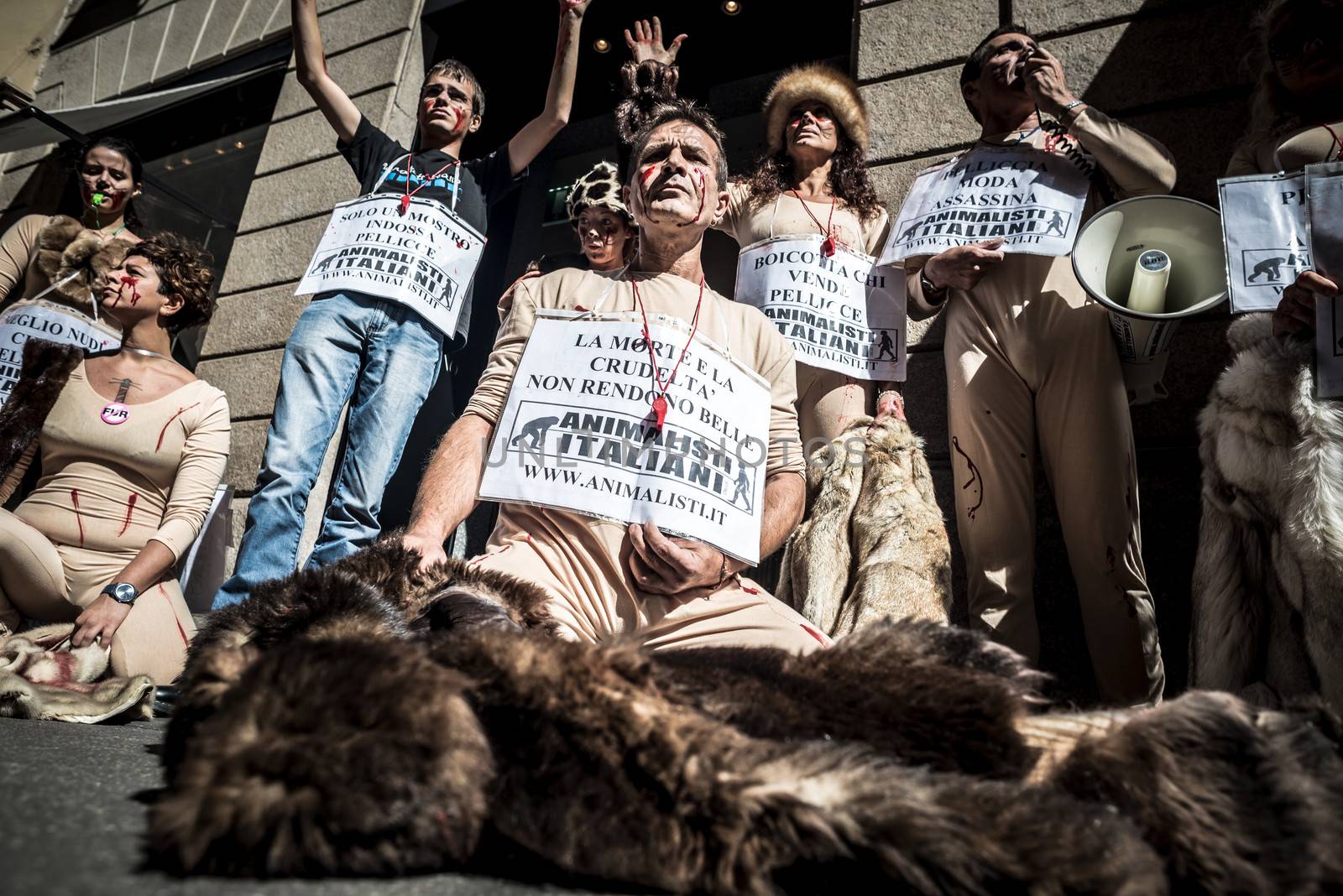 Animalisti Italiani protest against Milan Fashion Week on Septem by peus