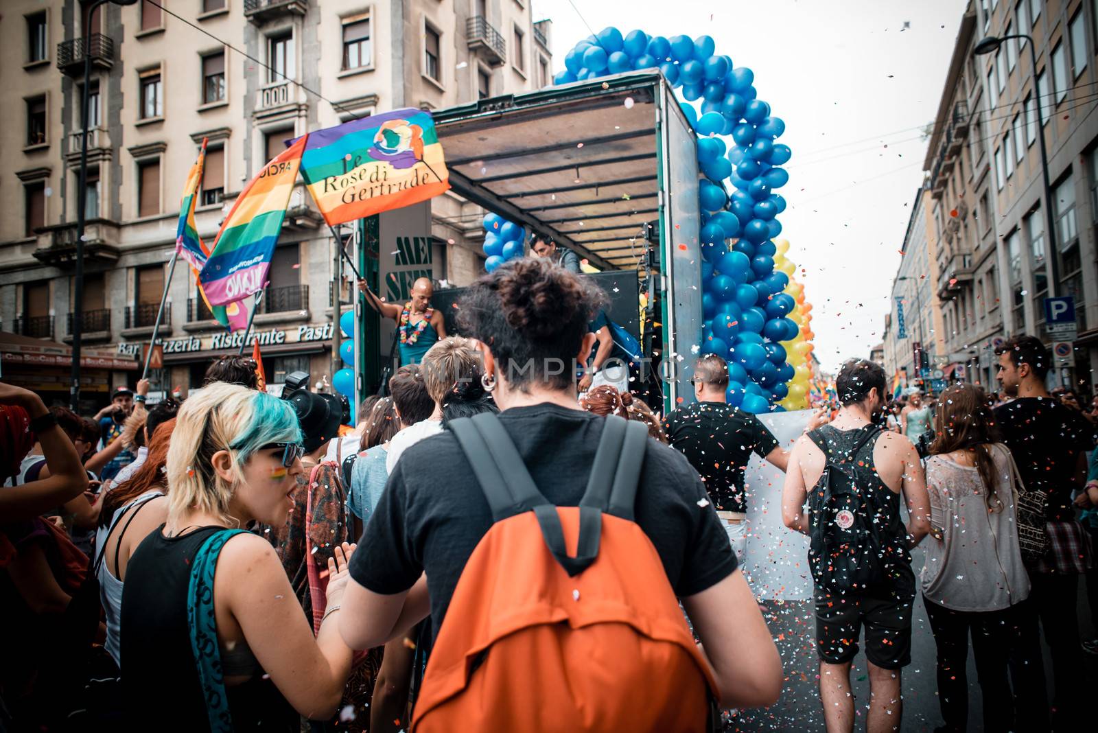 MILAN, ITALY - JUNE 29: gay pride manifestation in Milan June 29, 2013. Normal people, gay, lesbians, transgenders and bisexuals take to the street for their rights organizing a street parade party