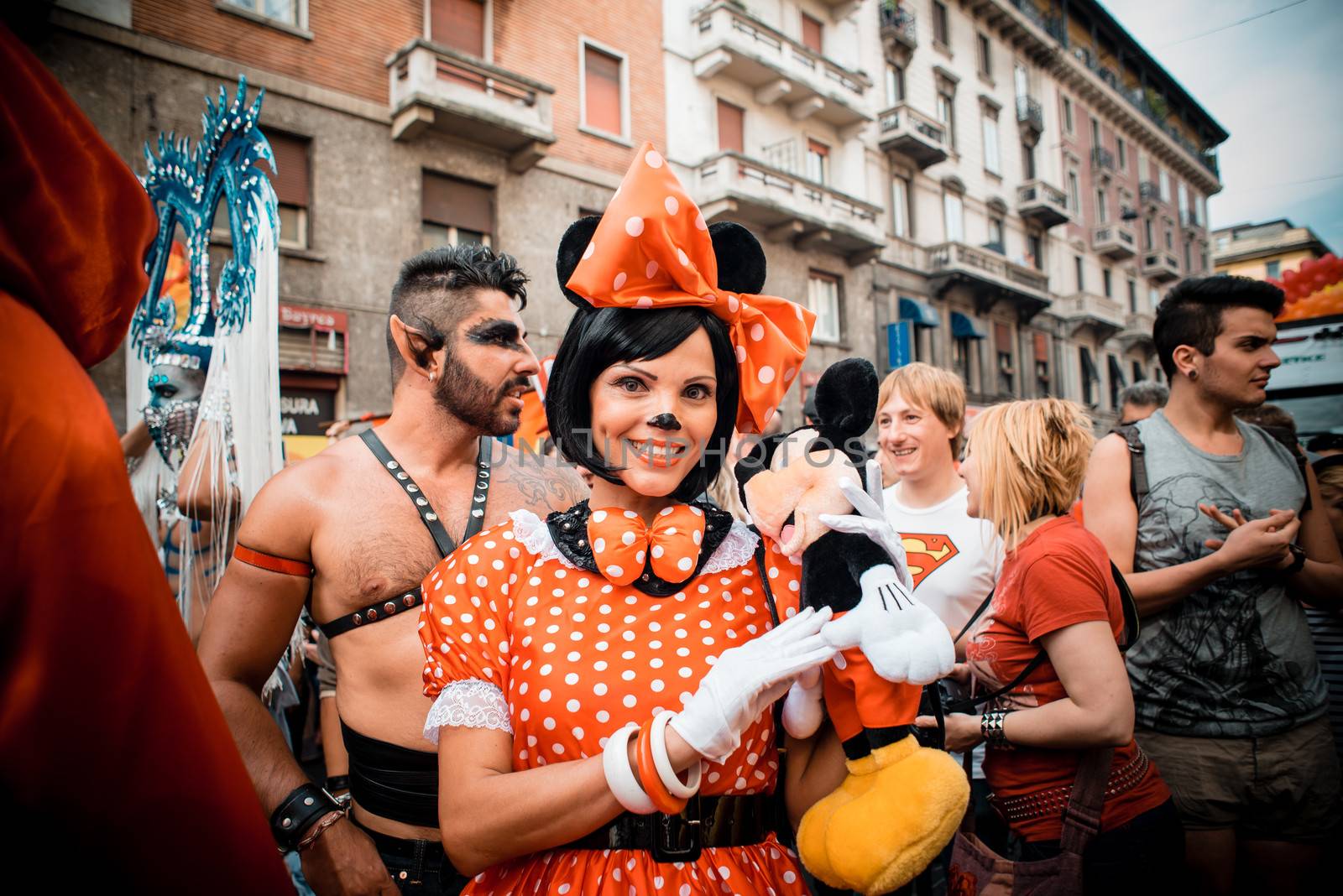 MILAN, ITALY - JUNE 29: gay pride manifestation in Milan June 29, 2013. Normal people, gay, lesbians, transgenders and bisexuals take to the street for their rights organizing a street parade party