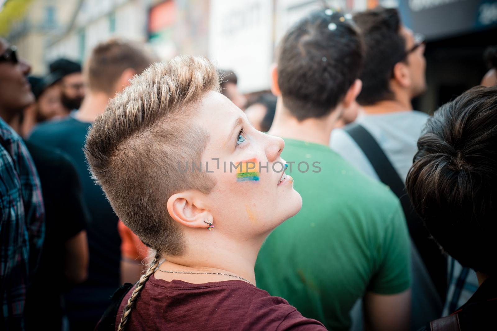 MILAN, ITALY - JUNE 29: gay pride manifestation in Milan June 29, 2013. Normal people, gay, lesbians, transgenders and bisexuals take to the street for their rights organizing a street parade party