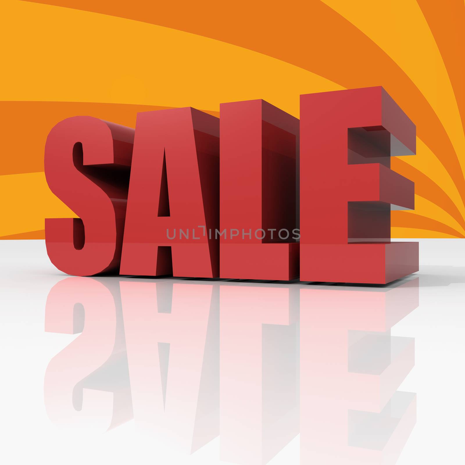 3d red text SALE over orange background