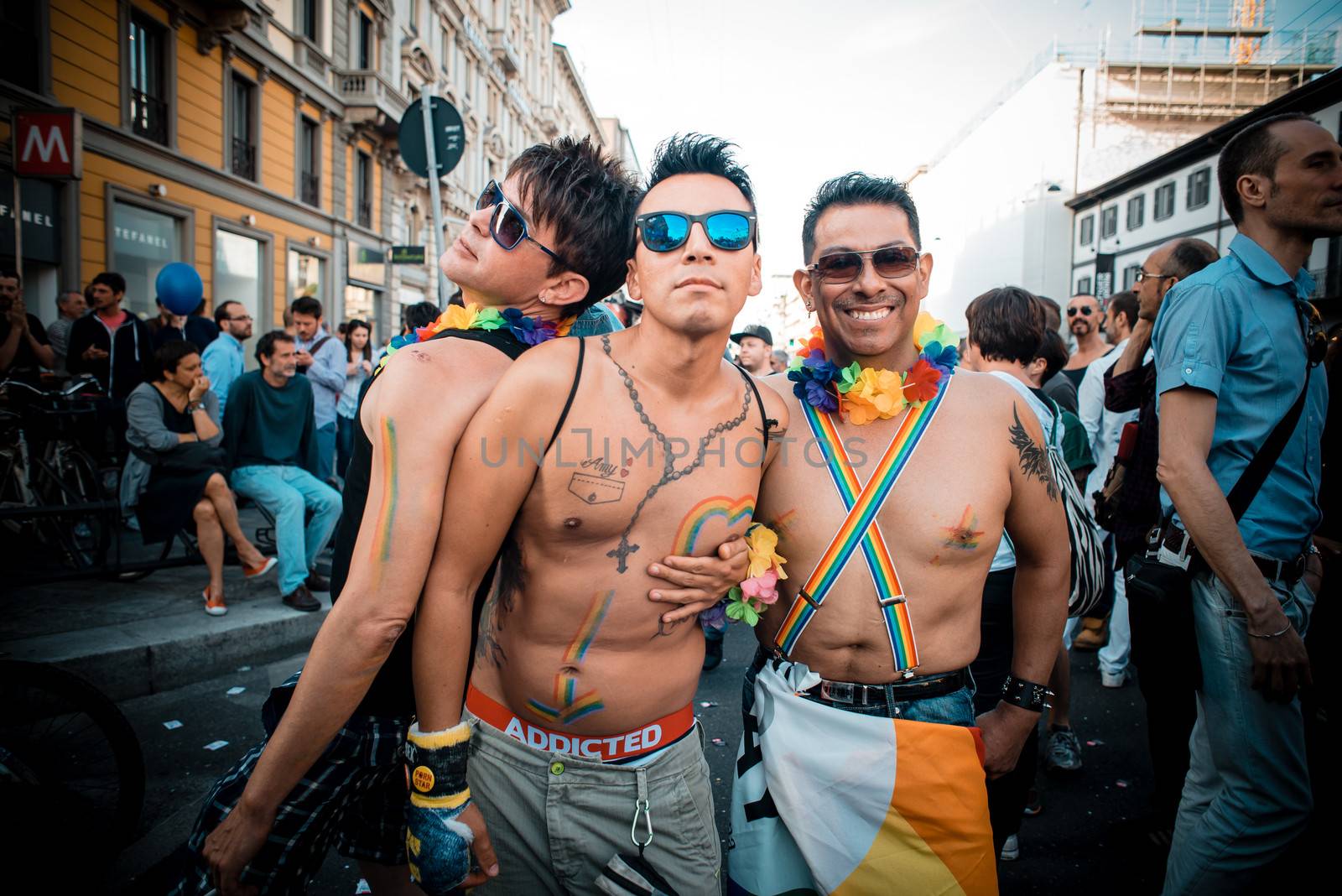 MILAN, ITALY - JUNE 29: gay pride manifestation in Milan June 29, 2013. Normal people, gay, lesbians, transgenders and bisexuals take to the street for their rights organizing a street parade party