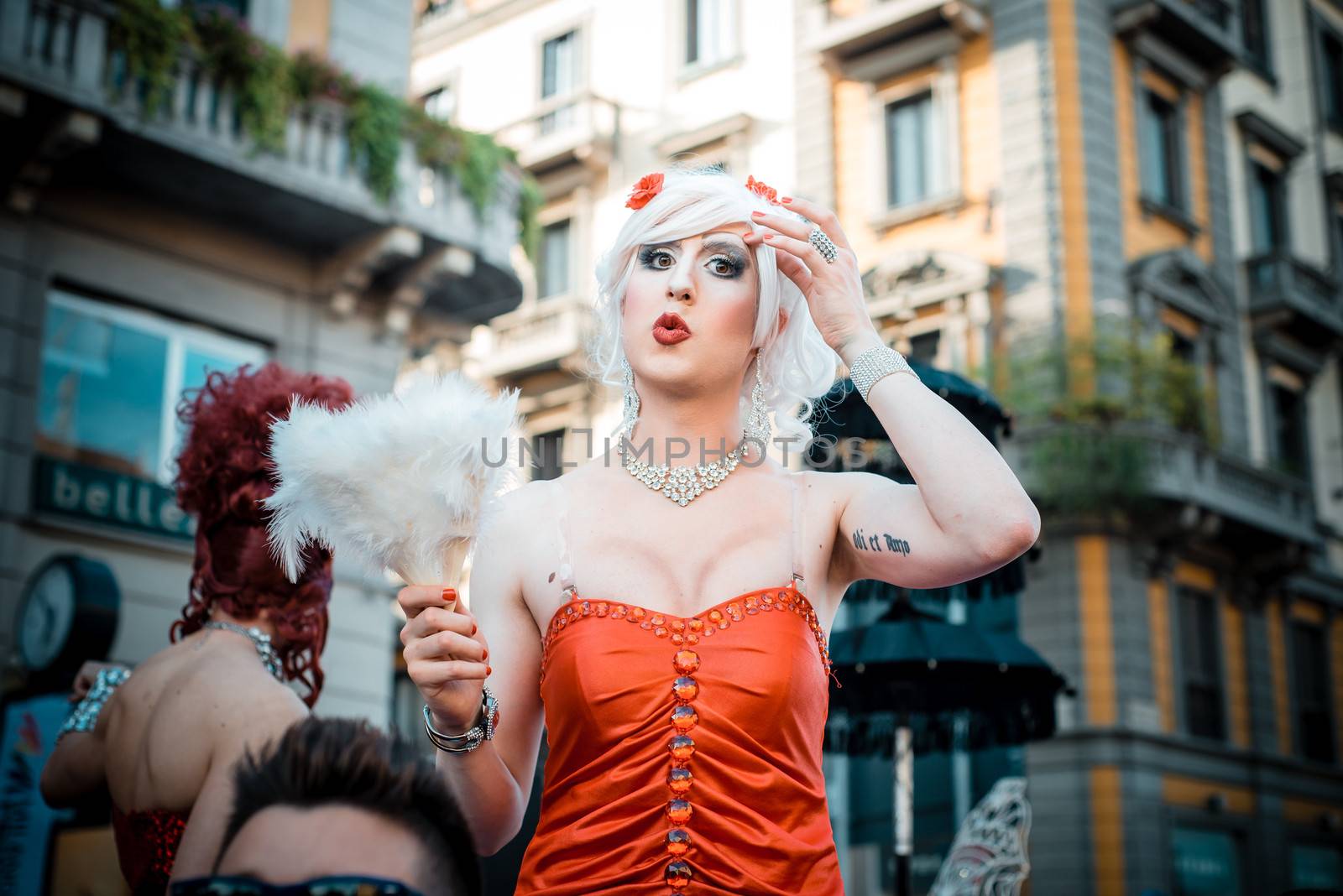 MILAN, ITALY - JUNE 29: gay pride manifestation in Milan June 29, 2013. Normal people, gay, lesbians, transgenders and bisexuals take to the street for their rights organizing a street parade party