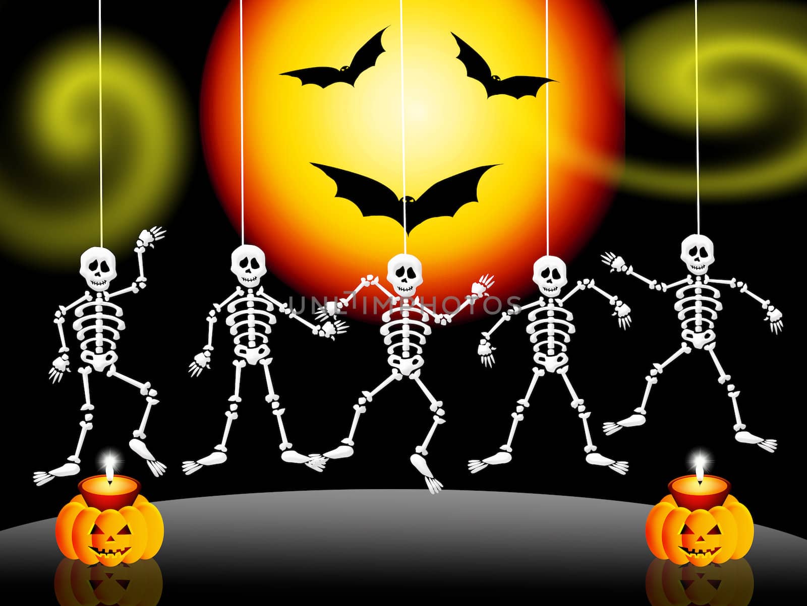 skeletons on Halloween night