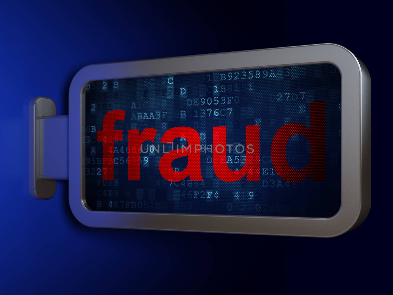 Privacy concept: Fraud on advertising billboard background, 3d render